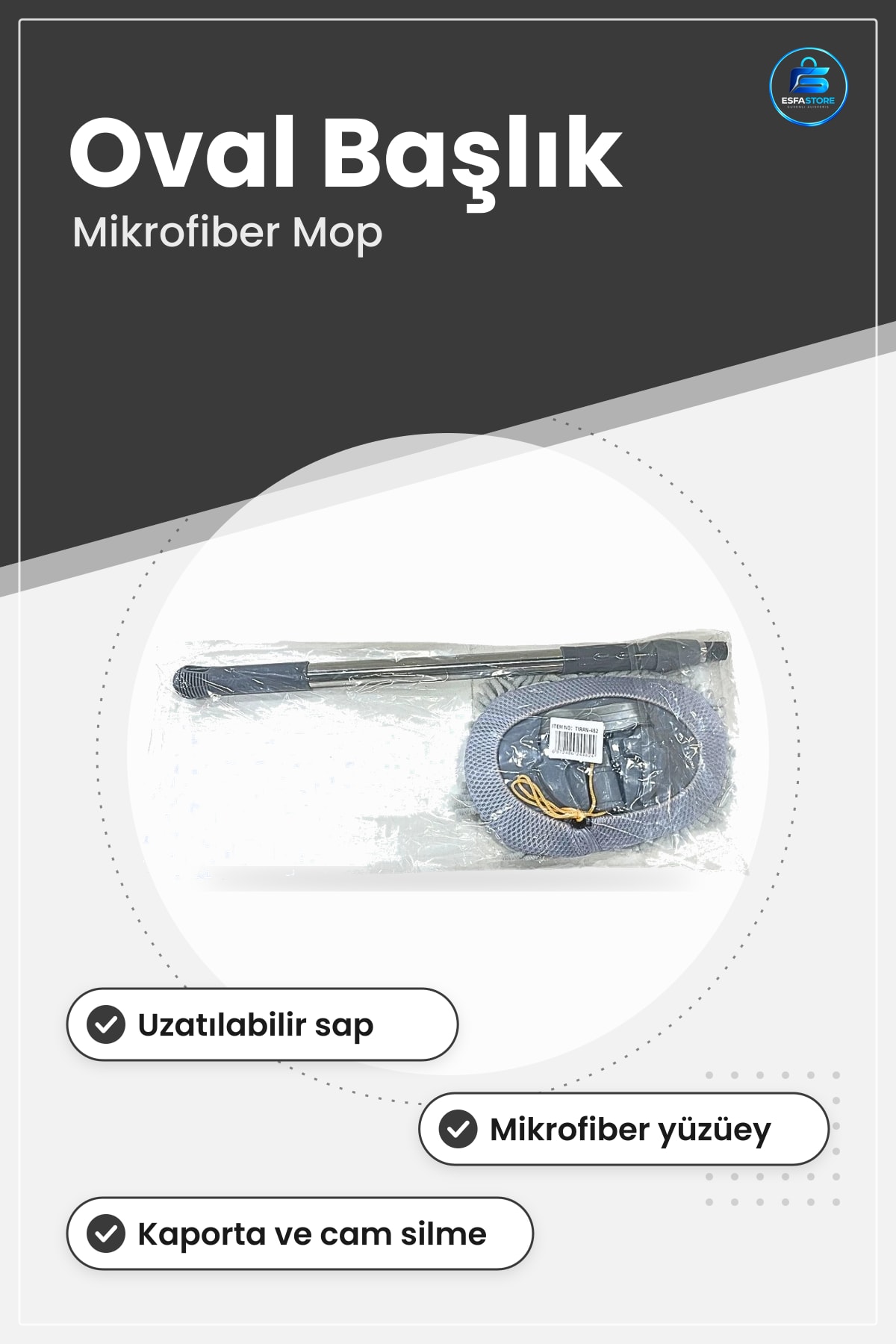 Oto Yıkama Mopu Saplı Oval Başlık Teleskopik Araç Temizlik İçi Dış Kurulama Yumuşak Mikrofiber