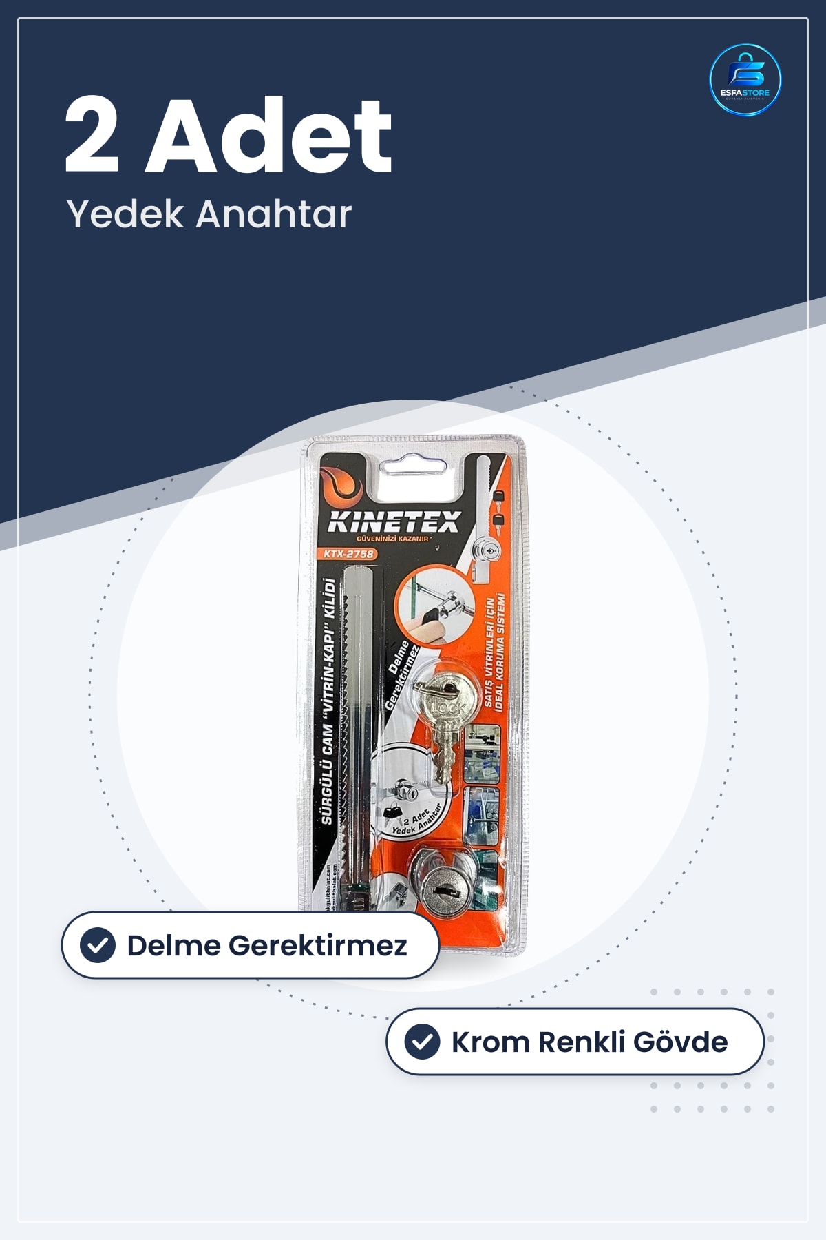 Cam Kilidi Sürgülü Vitrin Kapı Yedek Anahtarlı Satış Güvenlik Sistemi Delme Gerektirmez
