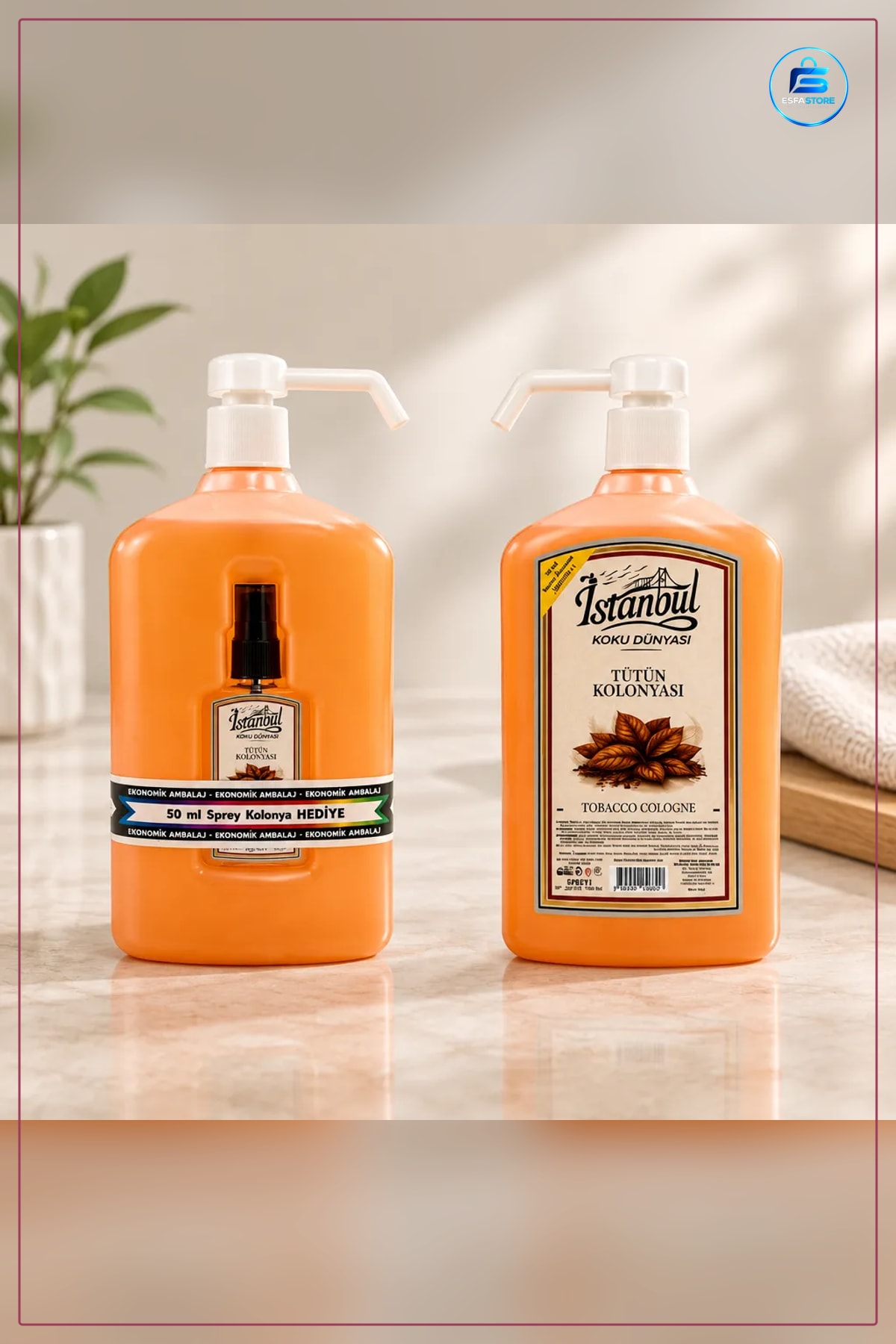 Kolonya 900 ml Pompalı Tütün Kolonyası Kişisel Bakım Hijyen Pratik Kullanım Ev Seyahat