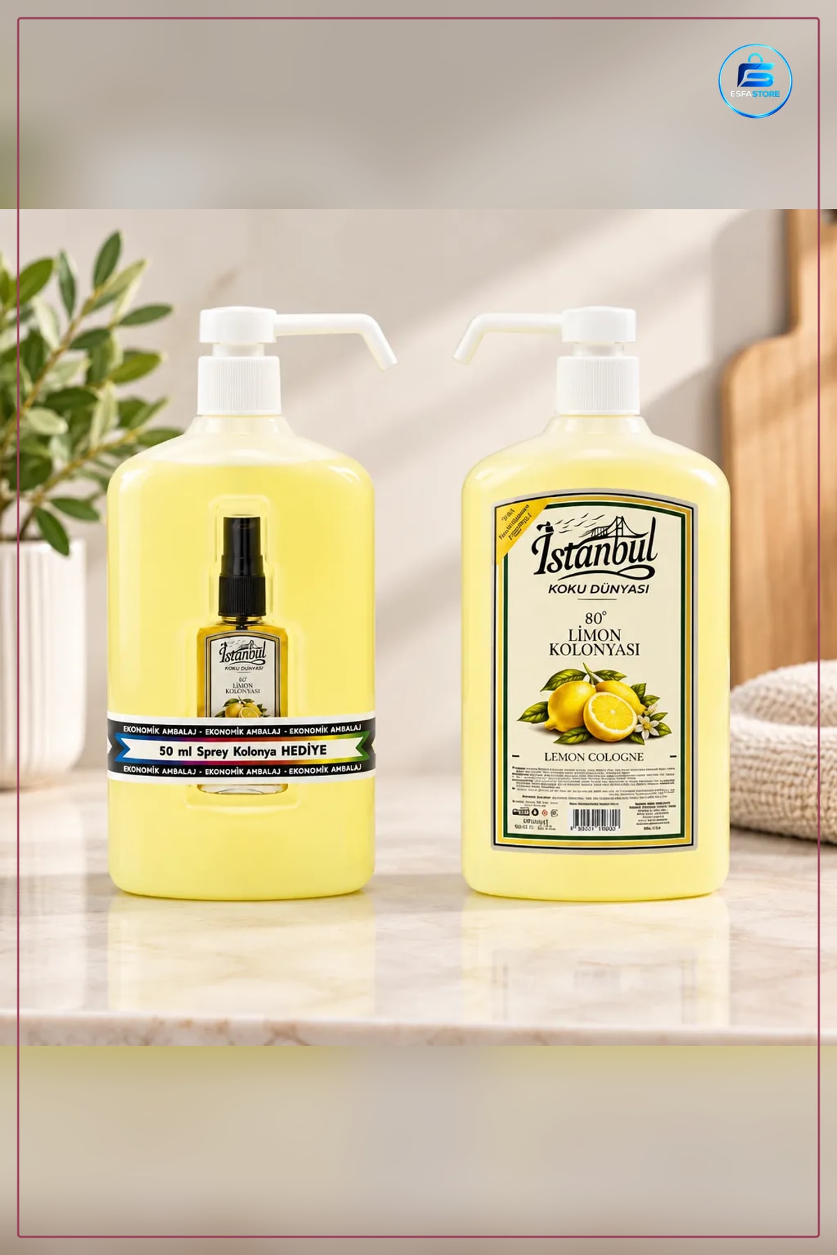 Kolonya 900 ml Pompalı Limon Kolonyası Kişisel Bakım Hijyen Pratik Kullanım Ev Seyahat