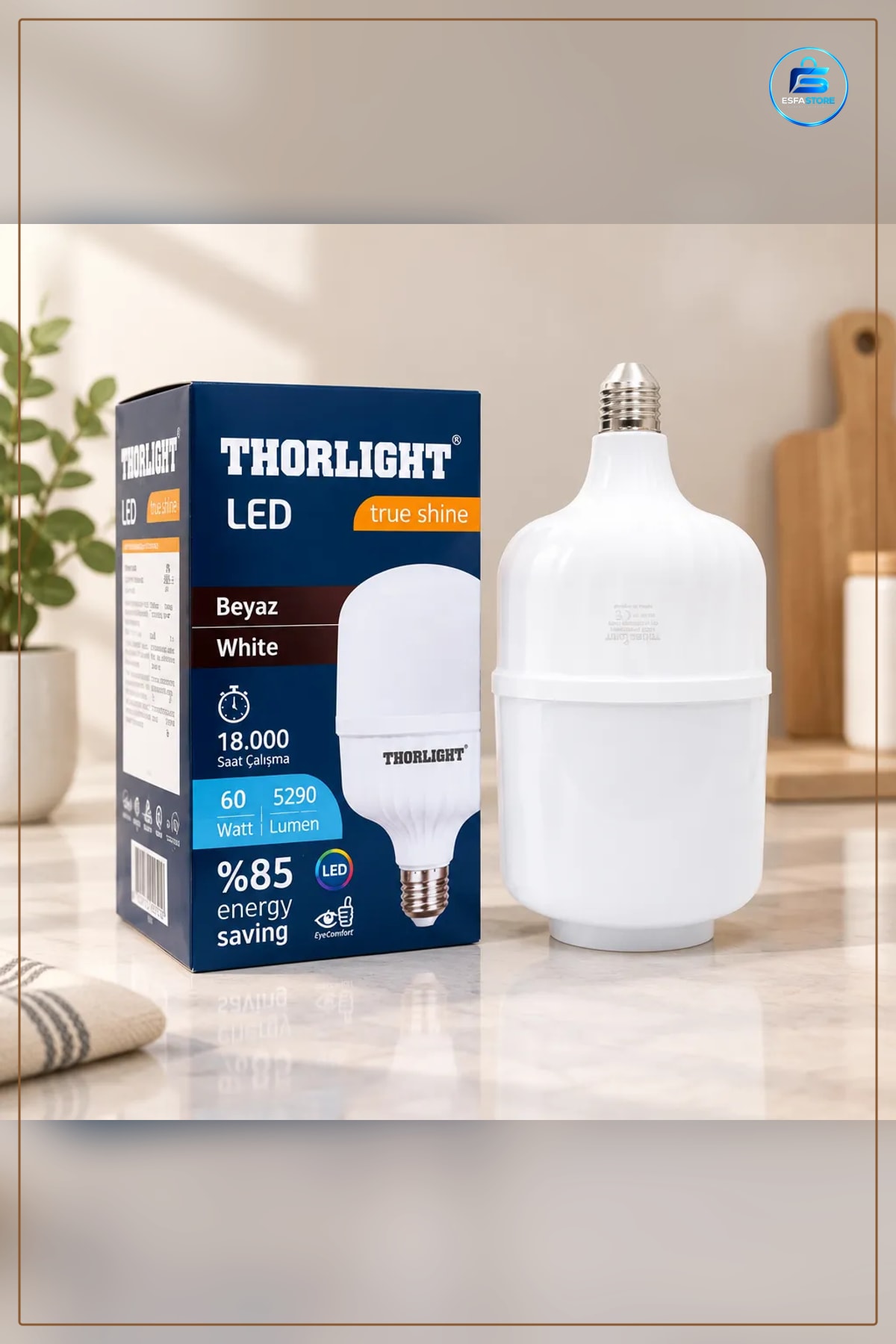 LED Torch Ampul 60 W Beyaz Işık Yüksek Güç Ev Mutfak Salon Aydınlatma Enerji Tasarruflu