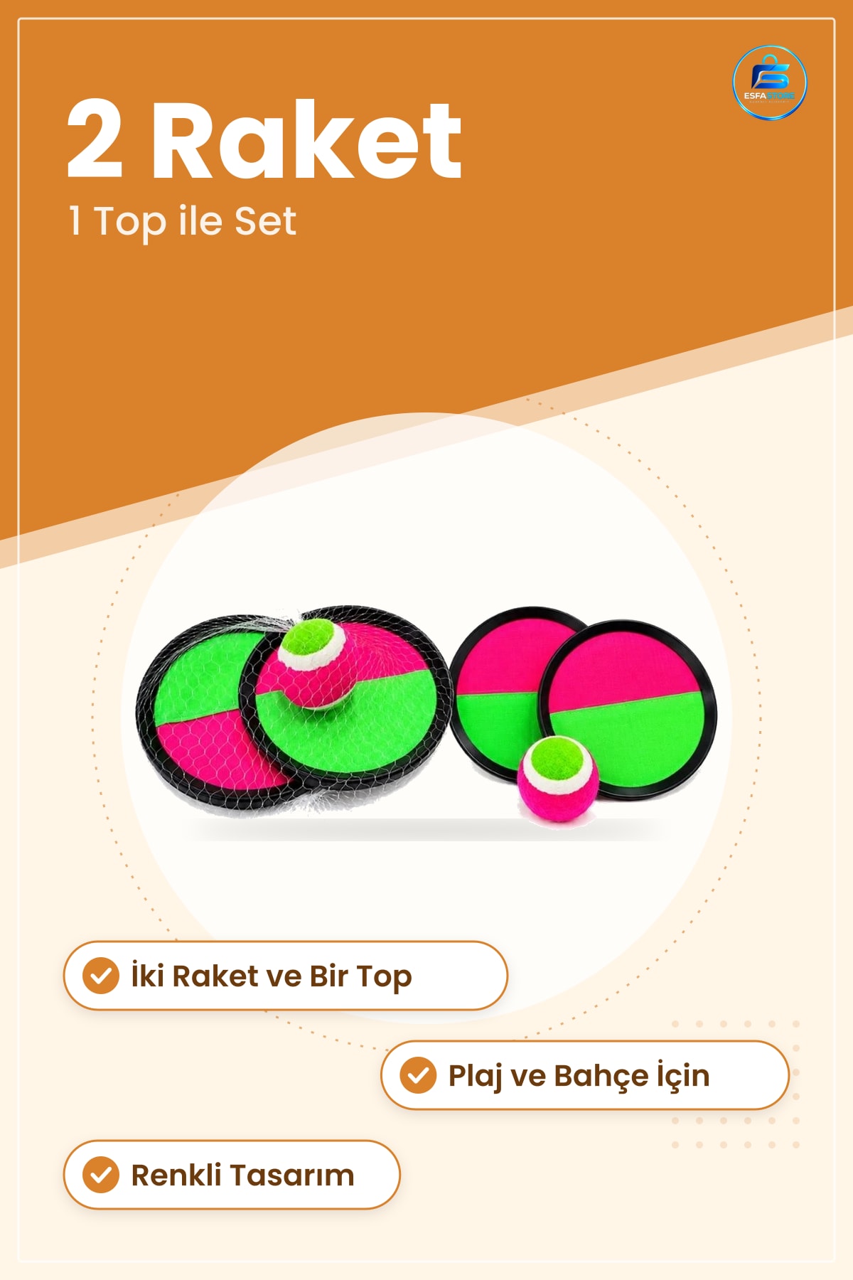 At Tut Yakalama Oyun Seti Çocuk Plaj Bahçe Eğlence Raket Top Renkli Kullanım Pratik