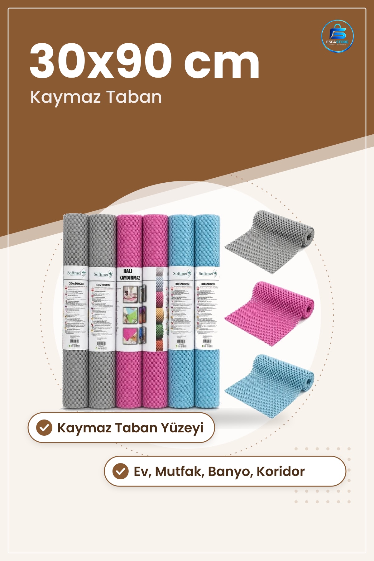 Halı Kaydırmaz 30x90 cm Kaymaz Taban Koruyucu Mat Ev Mutfak Banyo Koridor Kullanışlı