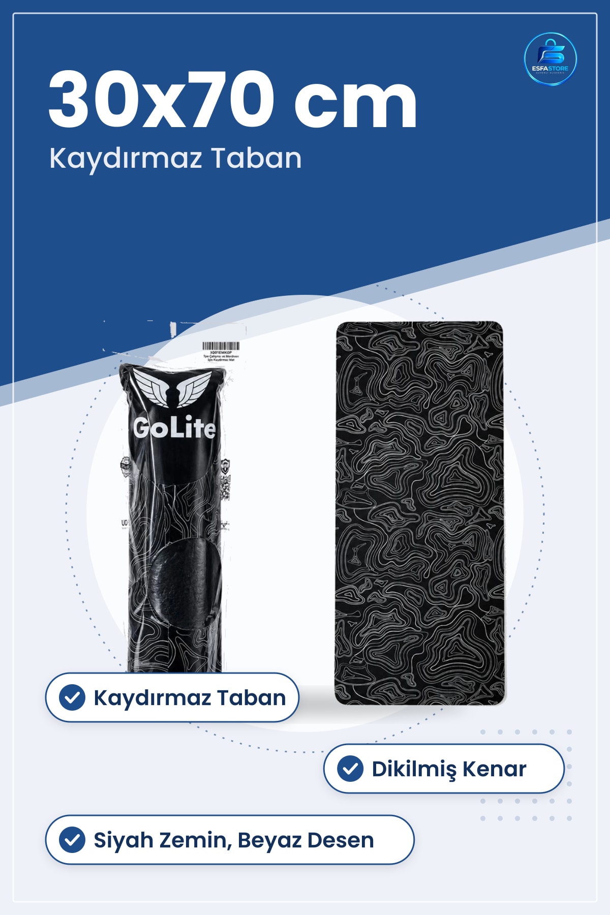 Büyük Mouse Pad 30x70 cm Kaydırmaz Taban Dikilmiş Kenar Ofis Oyun Bilgisayar Masa Mat Siyah Desenli