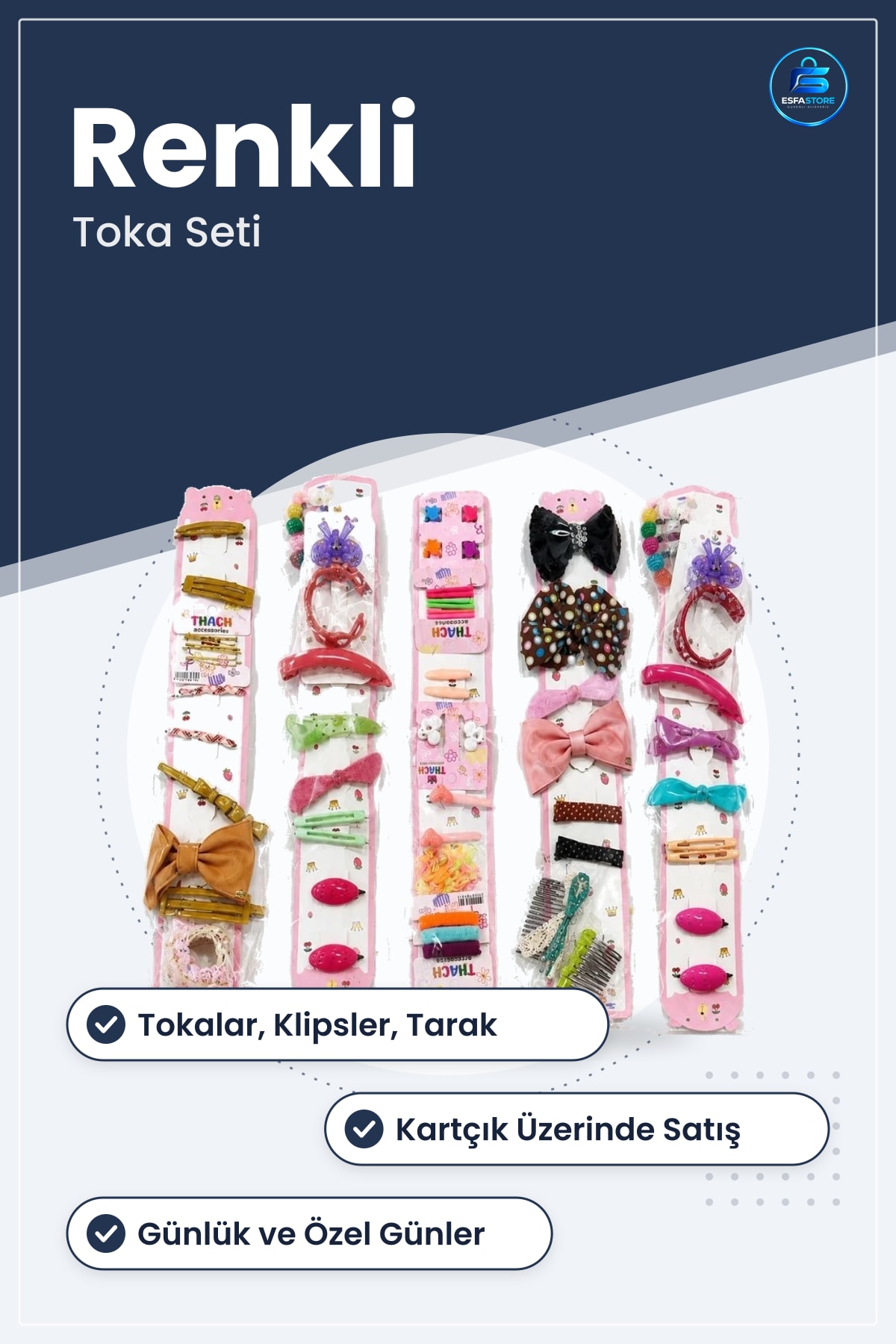 Saç Tokası Aksesuar Seti Çocuk Kız Renkli Toka Firkete Pratik Küçük Bant Başlık Set