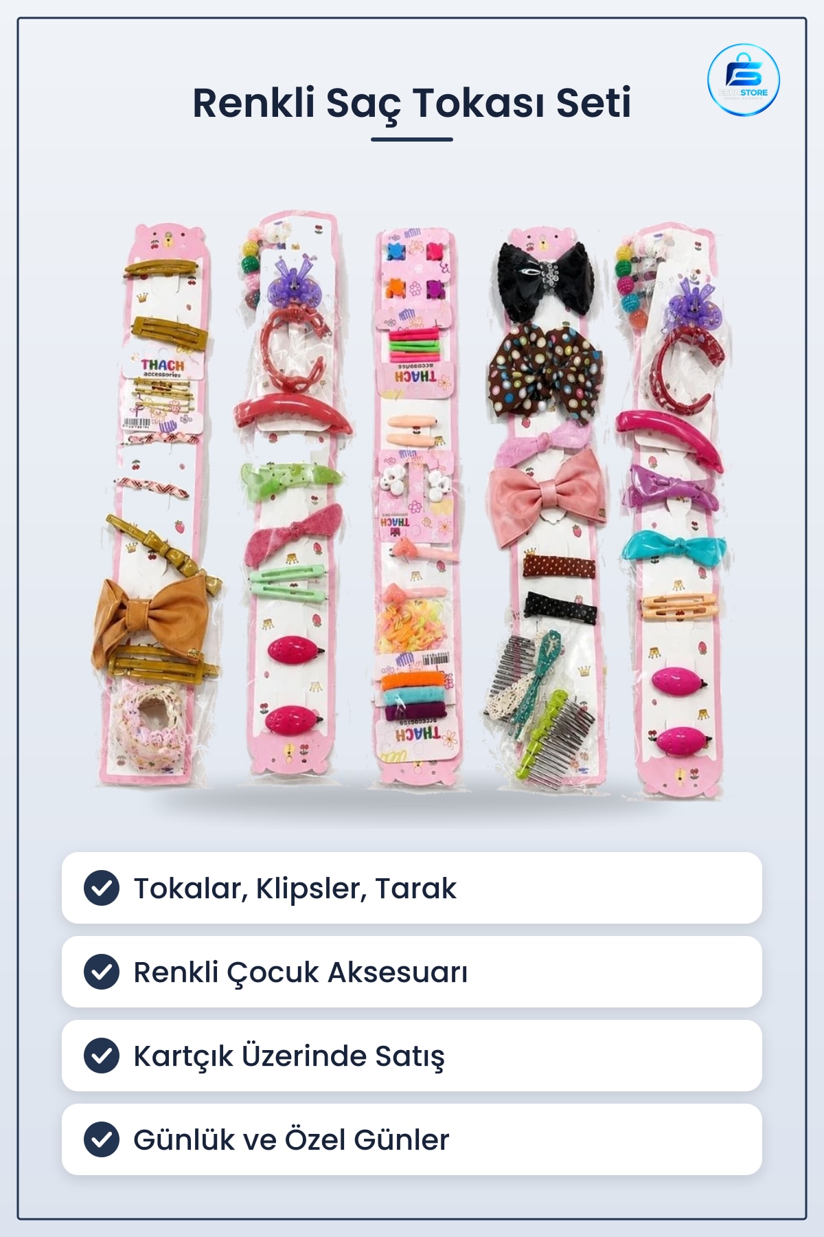 Saç Tokası Aksesuar Seti Çocuk Kız Renkli Toka Firkete Pratik Küçük Bant Başlık Set
