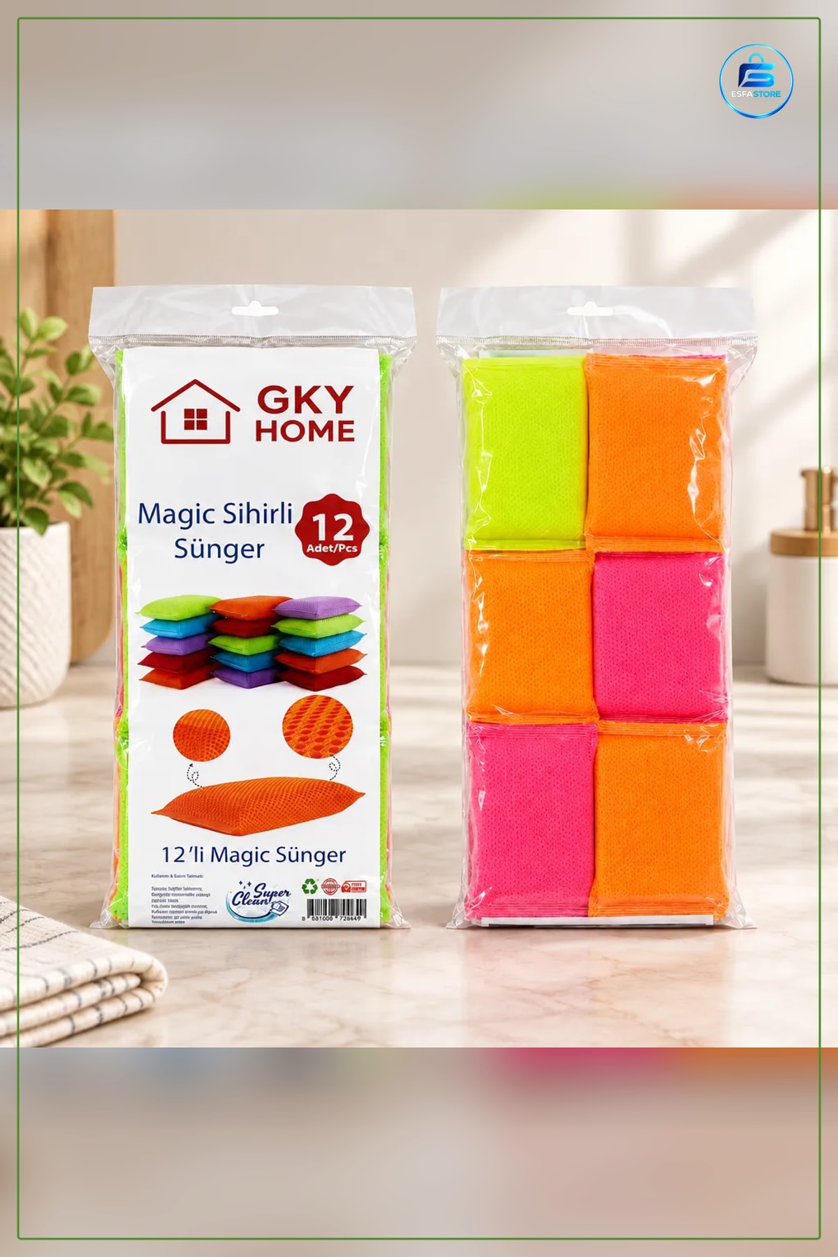 Magic Bulaşık Süngeri 12 Adet Sihirli Sünger Mutfak Ev Temizlik Yüzey Yıkama Çok Amaçlı