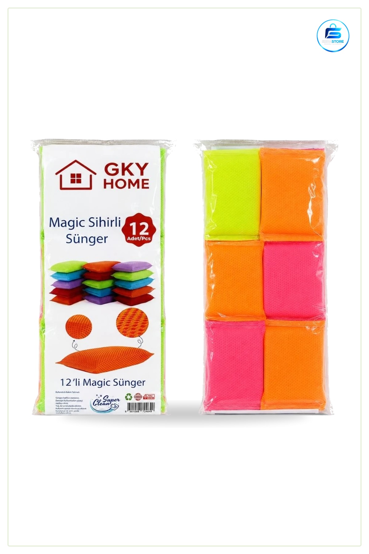 Magic Bulaşık Süngeri 12 Adet Sihirli Sünger Mutfak Ev Temizlik Yüzey Yıkama Çok Amaçlı