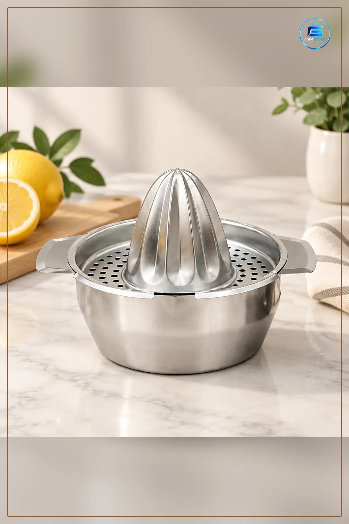 Limon Sıkacığı Metal Paslanmaz Çelik Kaseli Süzgeçli Mutfak Narenciye Taze Meyve Suyu Aleti