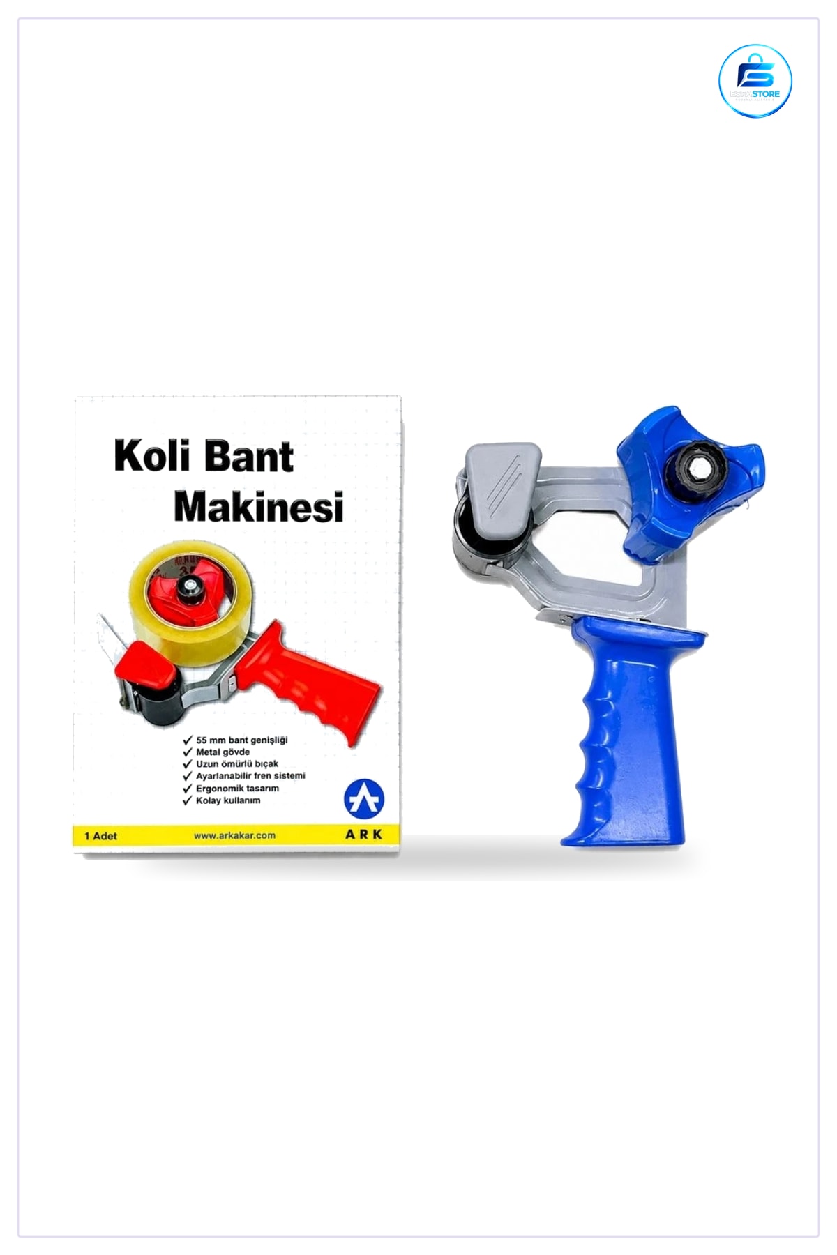 Koli Bant Makinesi Kesme 55 mm Metal Gövdeli Ayarlanabilir Fren Sistemli Ofis Paketleme