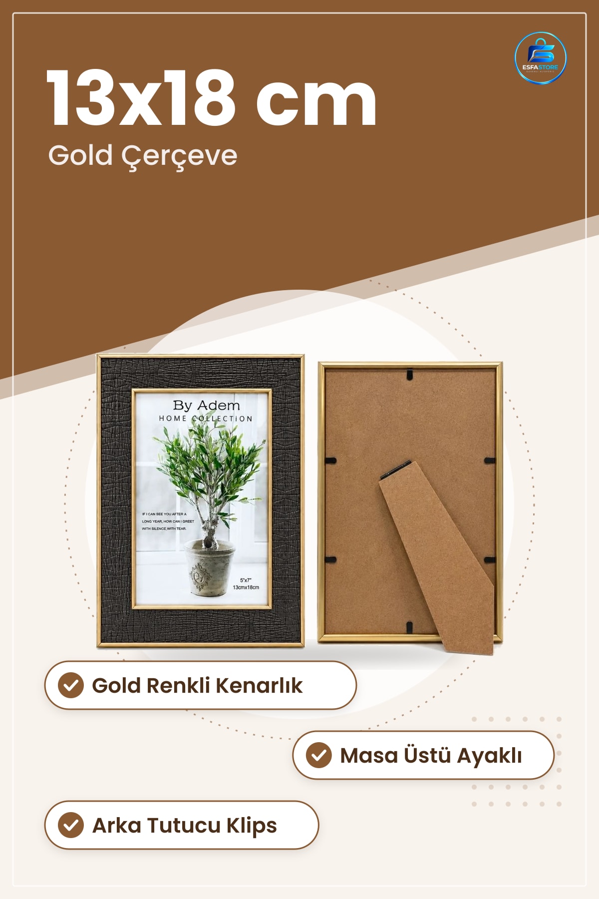 Çerçeve Kabartmalı Gold 13x18 cm Fotoğraf Masa Üstü Dekoratif Ev Dekorasyon Hediyelik