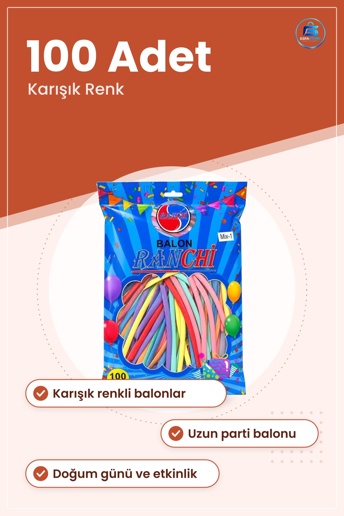 Mix Sosis Balon 100 Adet Karışık Renk Uzun Parti Balonu Doğum Günü Etkinlik Süsleme Malzemesi