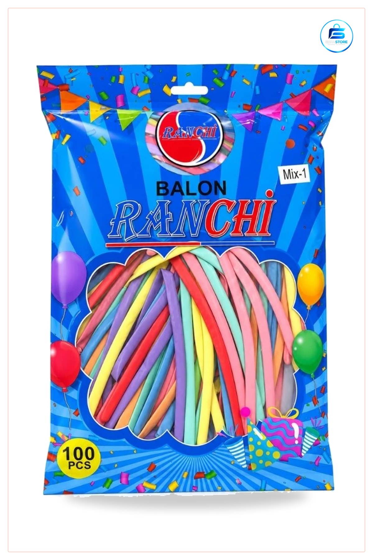 Mix Sosis Balon 100 Adet Karışık Renk Uzun Parti Balonu Doğum Günü Etkinlik Süsleme Malzemesi