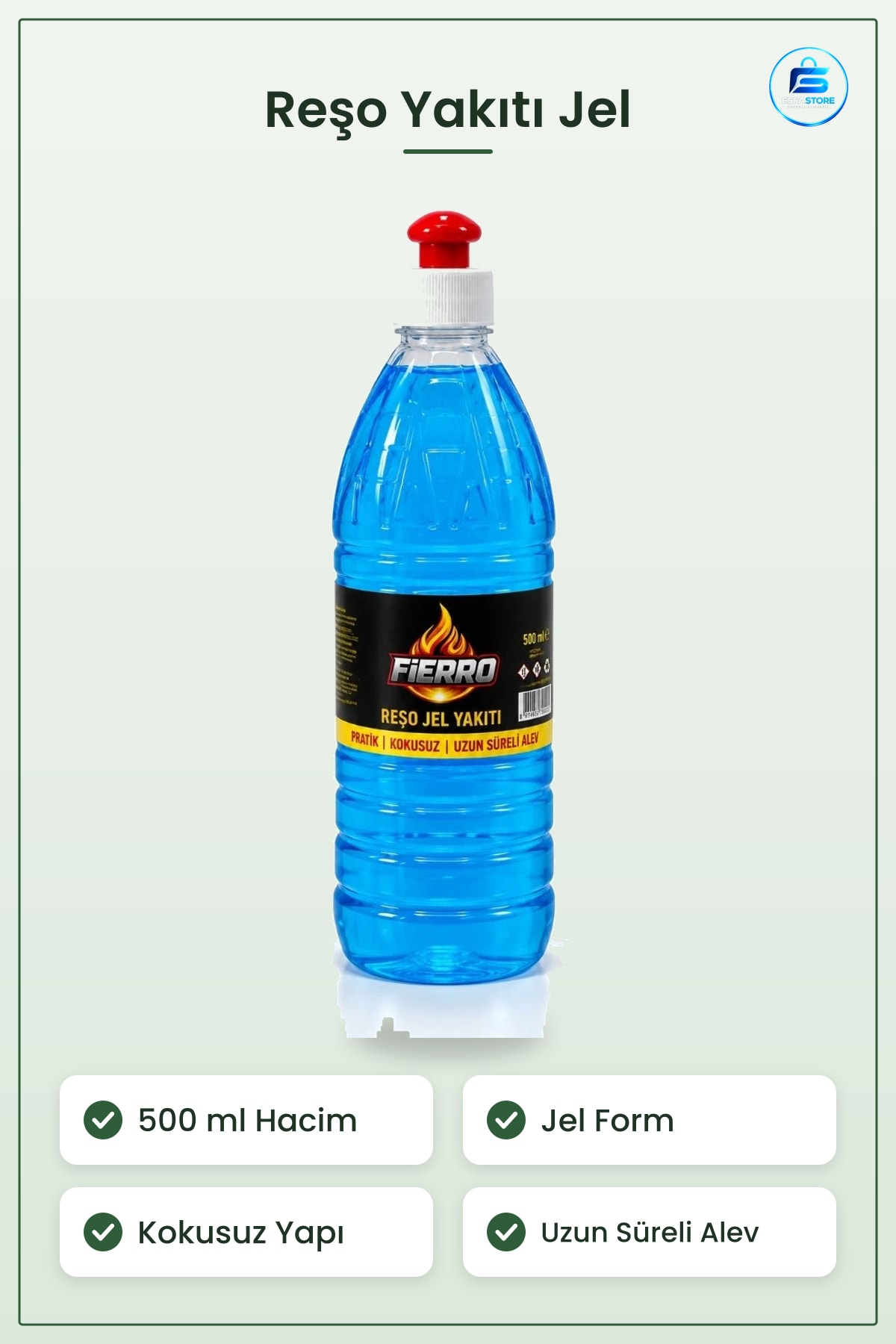 Reşo Yakıtı Jel 500 ml Kokusuz Uzun Süreli Alev Mangal Barbekü Isıtma Yakıtları Pratik Şişe