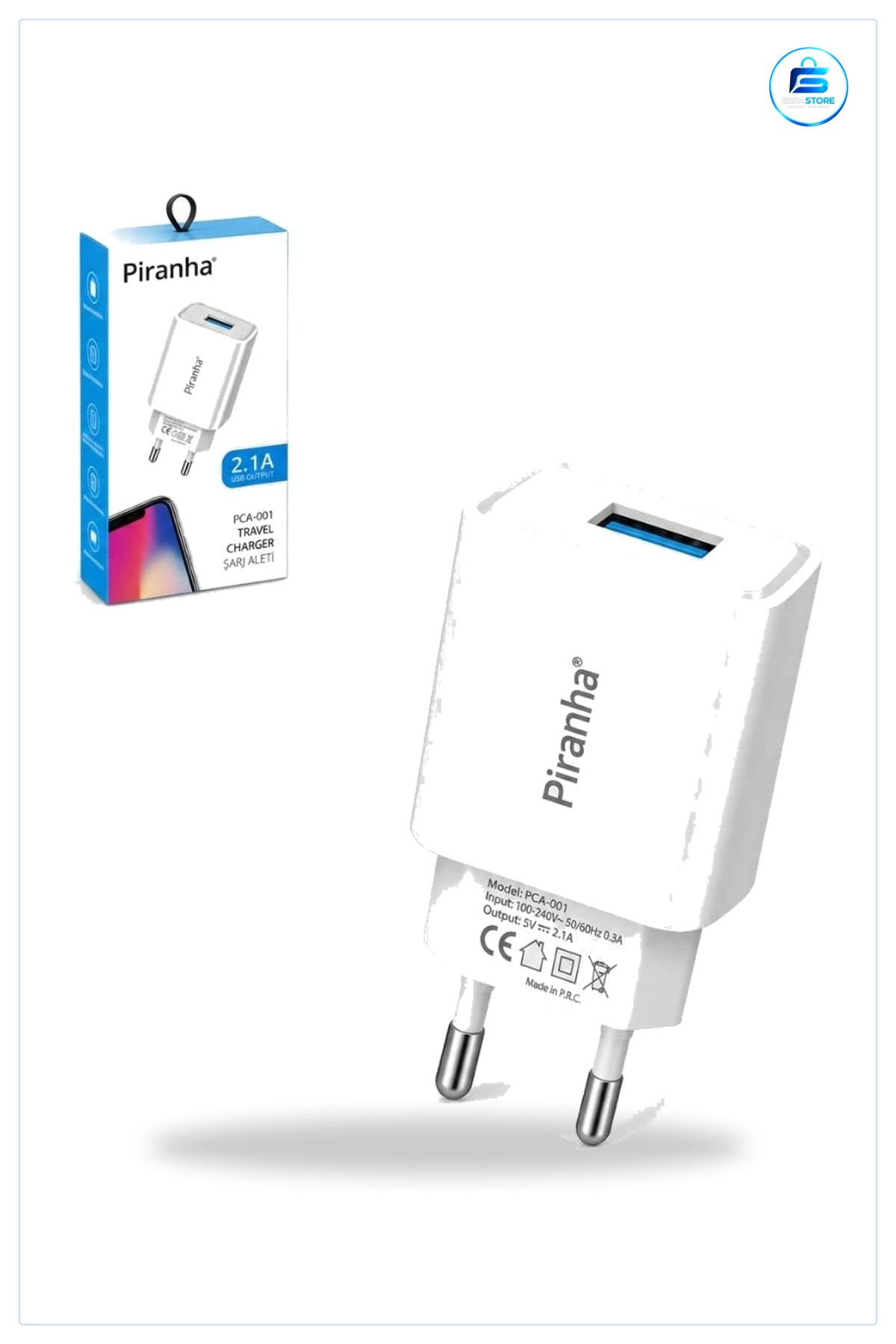 Şarj Aleti USB Çıkışlı 5V 2.1A Seyahat Duvar Adaptörü Telefon Uyumlu Beyaz Tek Port