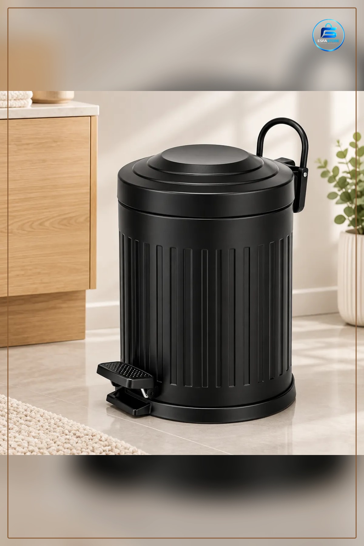 Çöp Kovası Siyah Amortisörlü 5 L Pedallı Kapaklı Banyo Mutfak Ev Kullanımı Pratik