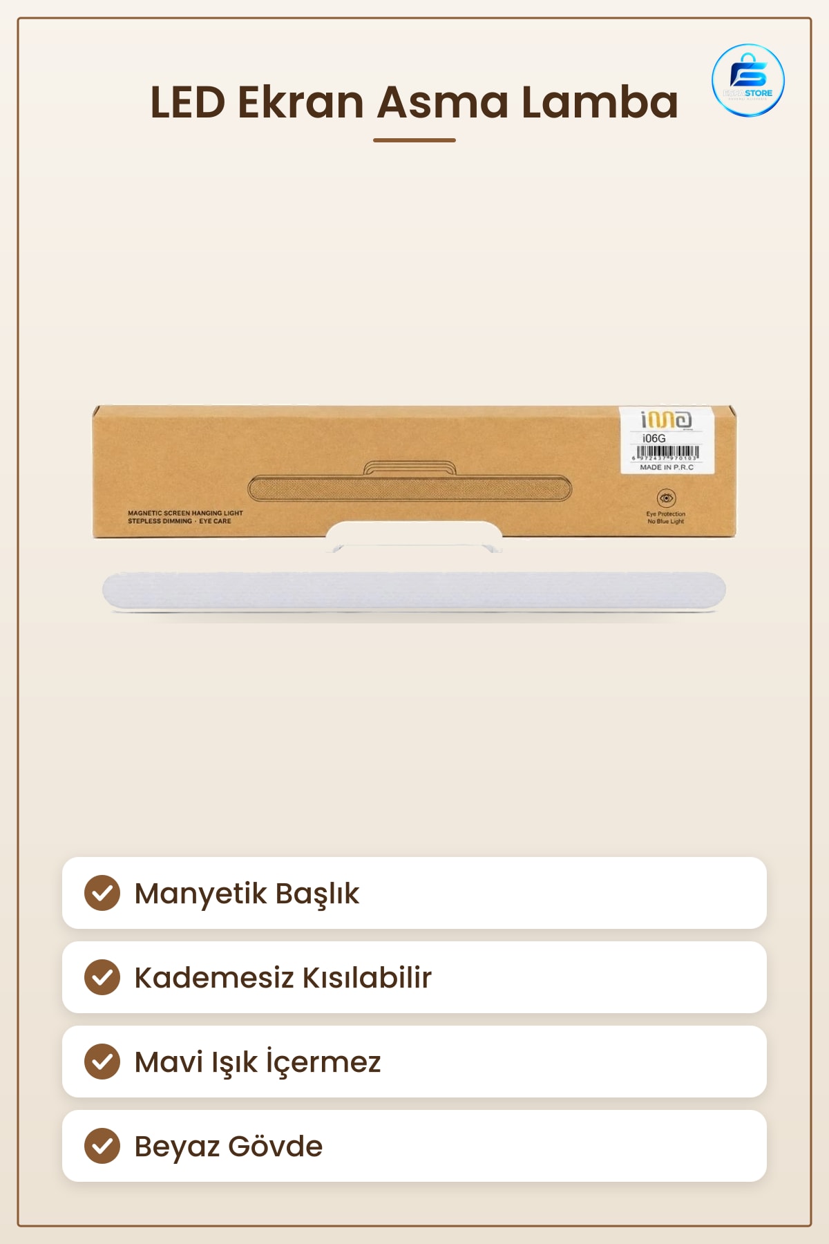 LED Armatür Manyetik Ekran Asma Lambası Kademesiz Kısılabilir Göz Koruyucu Ofis Aydınlatma