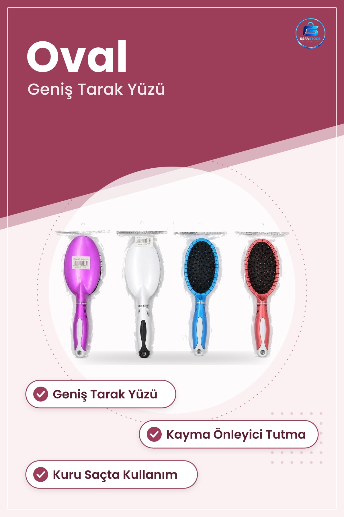 Büyük Oval Saç Taranı Kafa Masajı Plastik Fırçası Tarak Taşınabilir Kompakt Ev Banyo Kullanımı