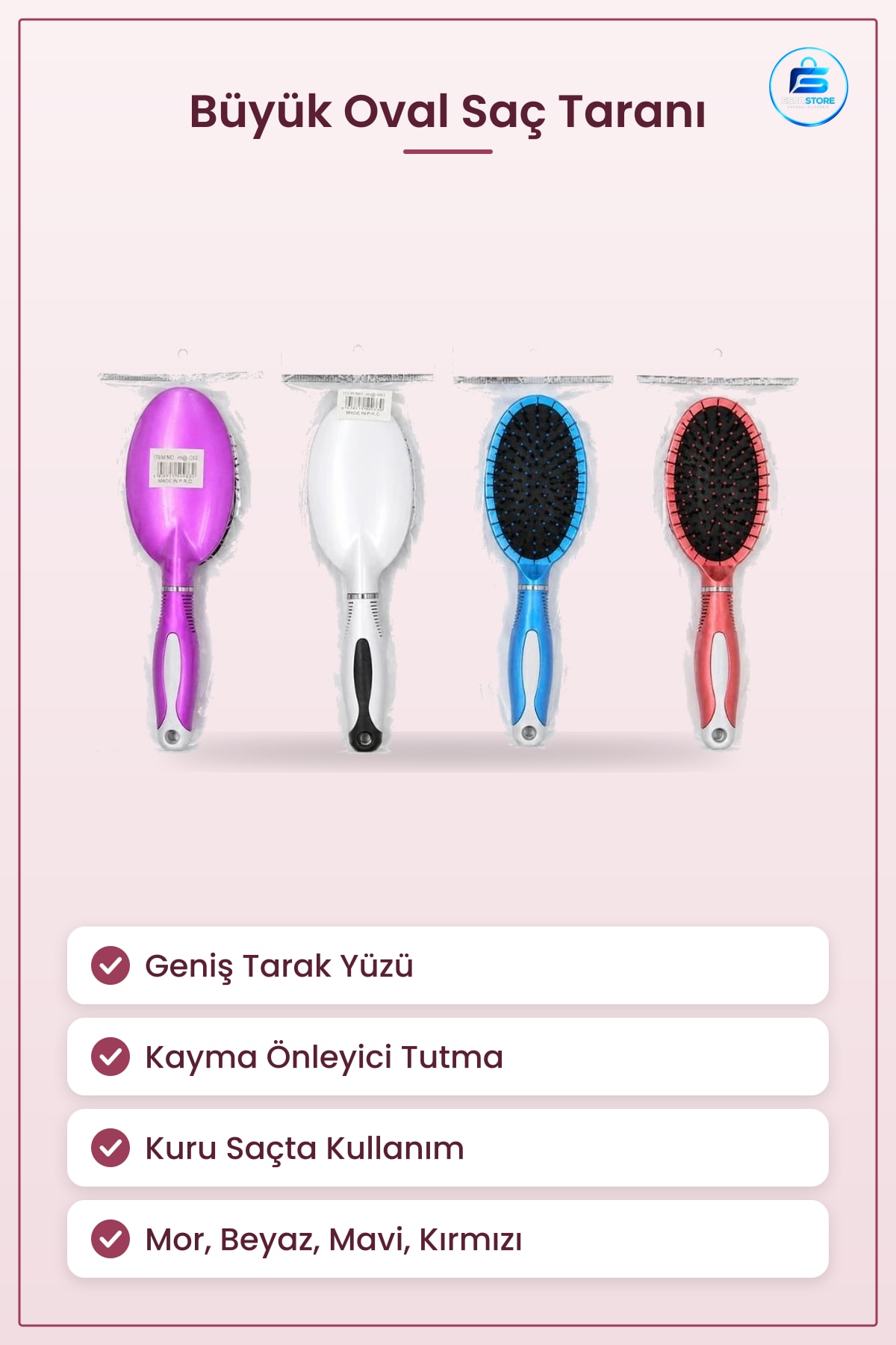 Büyük Oval Saç Taranı Kafa Masajı Plastik Fırçası Tarak Taşınabilir Kompakt Ev Banyo Kullanımı