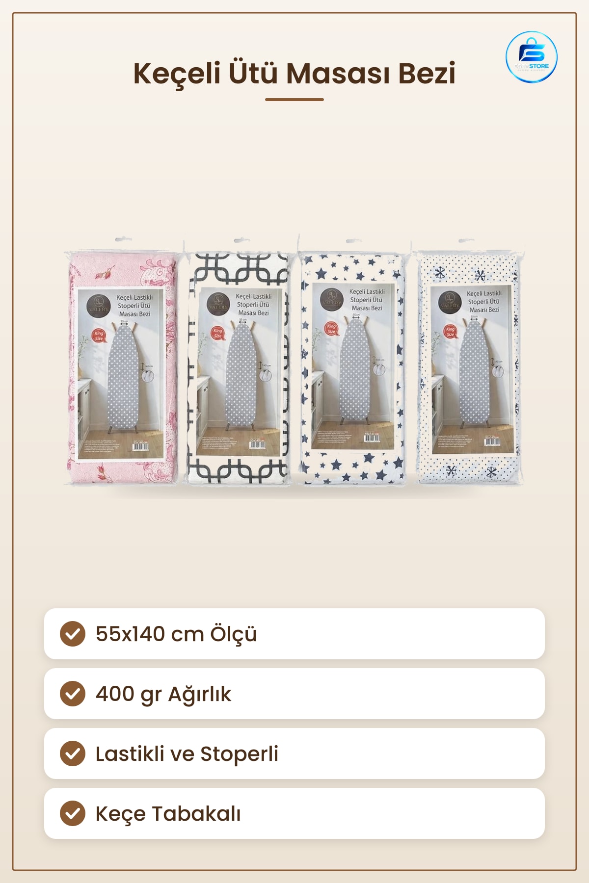 Üü Masası Bezi Keçeli Lastikli Stoperli 400 gr Kılıf Ev Tekstili Aksesuar Kullanışlı