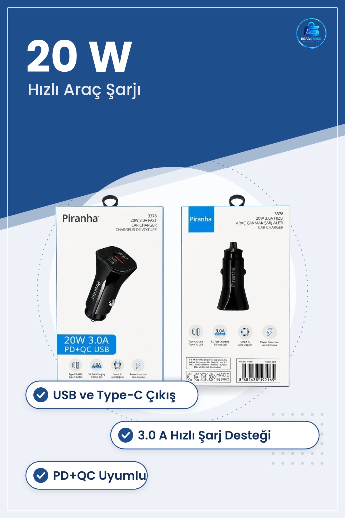 Araç Şarj Cihazı 20 W Hızlı PD QC USB Type C 3.0A Çakında Aleti Mobil Telefon Aksesuarı