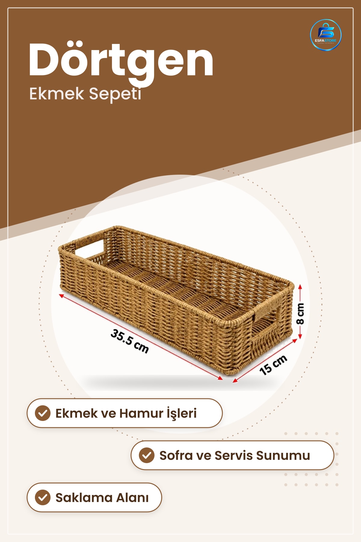 Dörtgen Ekmek Sepeti Mutfak Sofra Servis Hamur İşleri Saklama Düzenleyici Ev Kullanımı