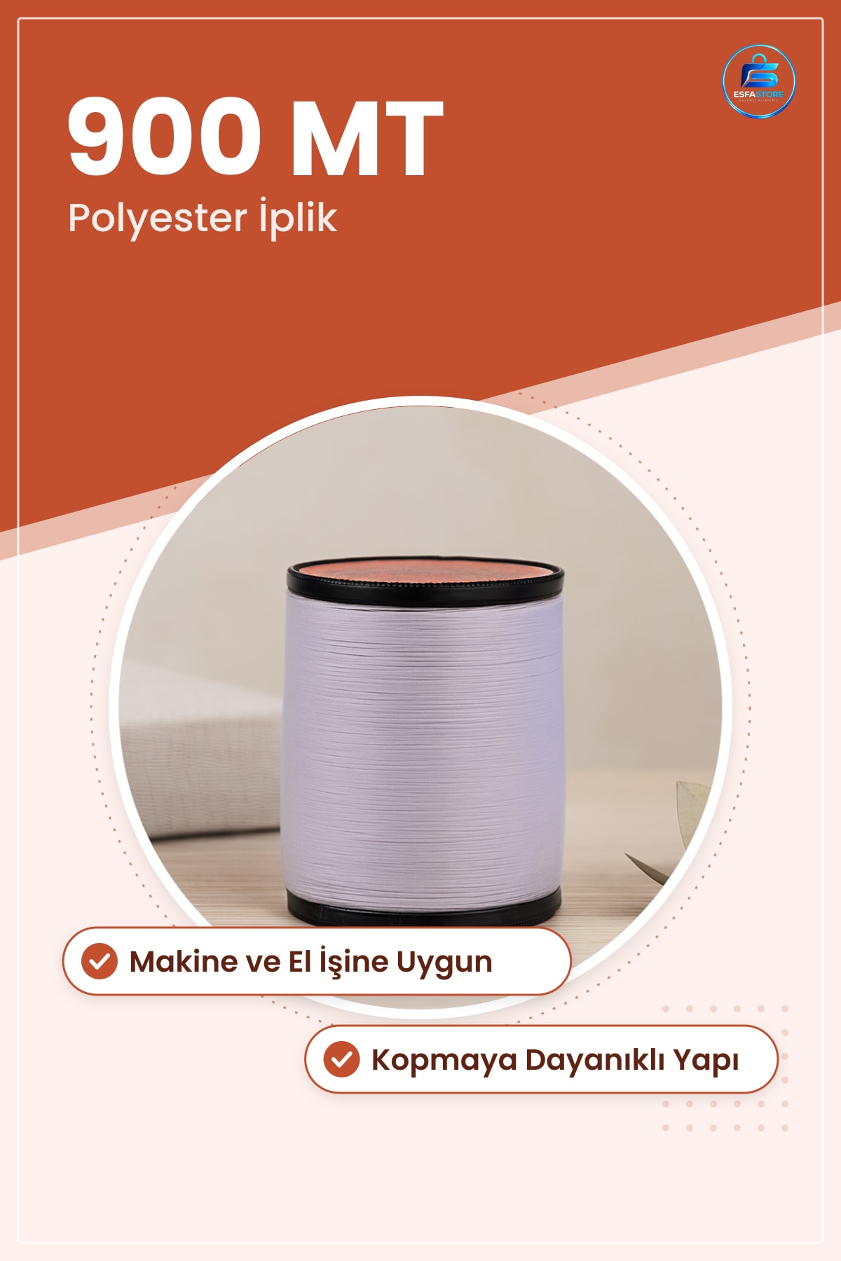 Polyester Dikiş İpliği 900 MT Nakış Ev Tekstili Giysi Tamirat El İşi Makine Uyumlu