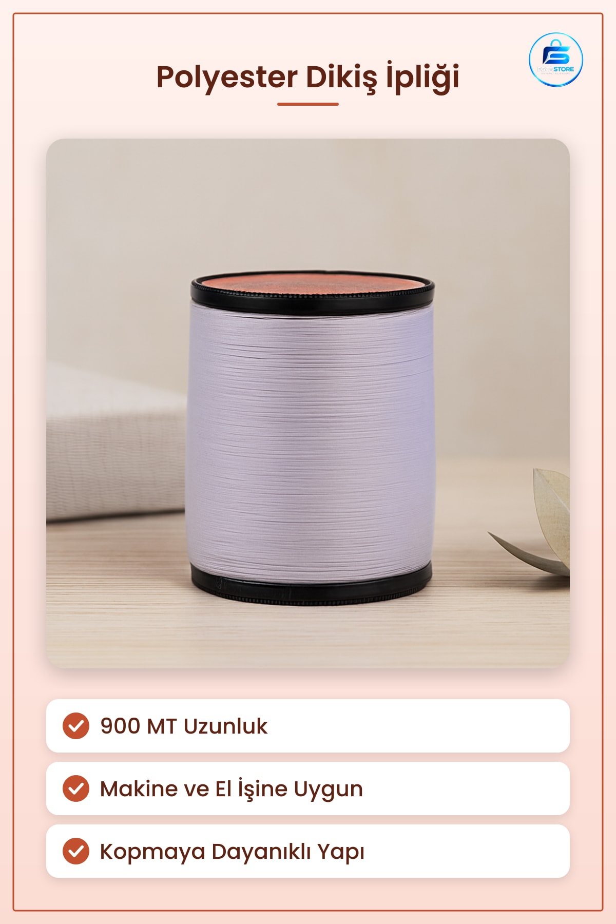 Polyester Dikiş İpliği 900 MT Nakış Ev Tekstili Giysi Tamirat El İşi Makine Uyumlu