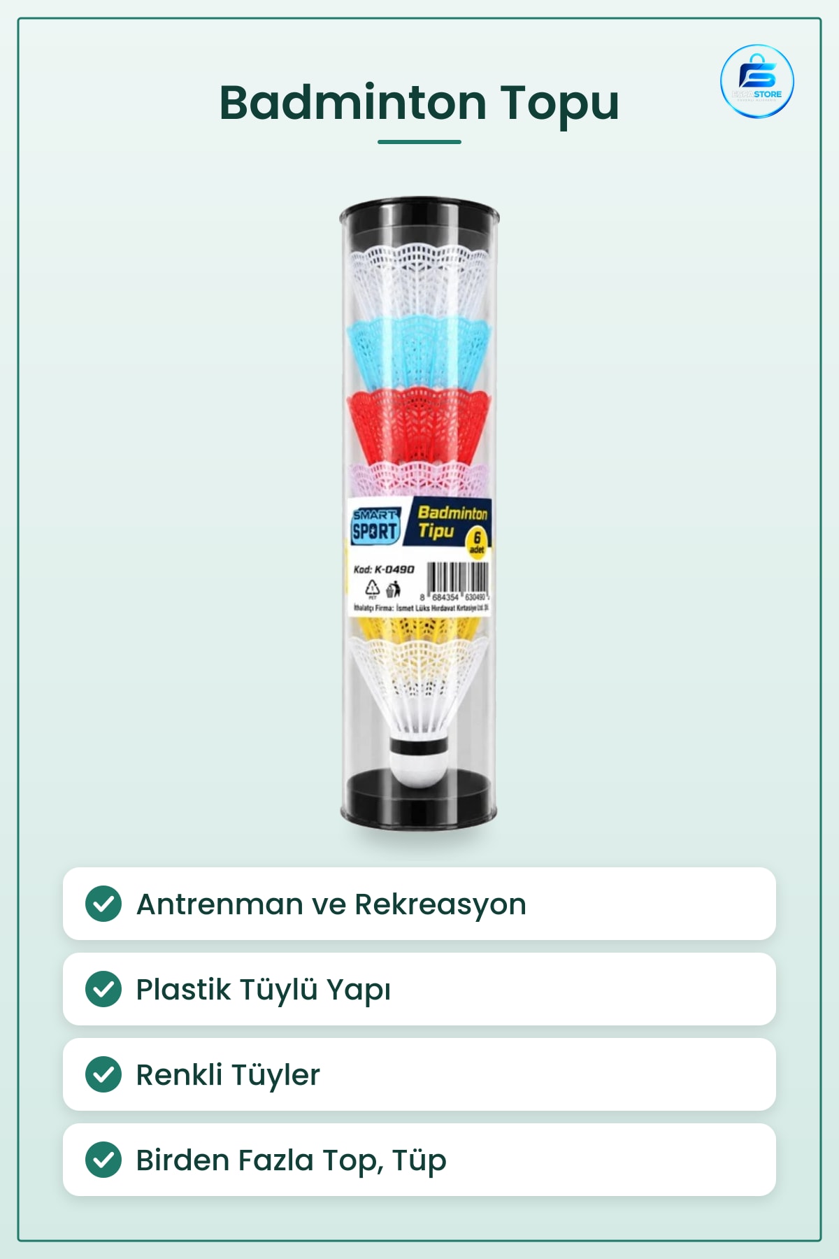 Badminton Topu Antrenman ve Rekreasyon Spor Oyunu Plastik Tüylü Raket Sporu Ekipman