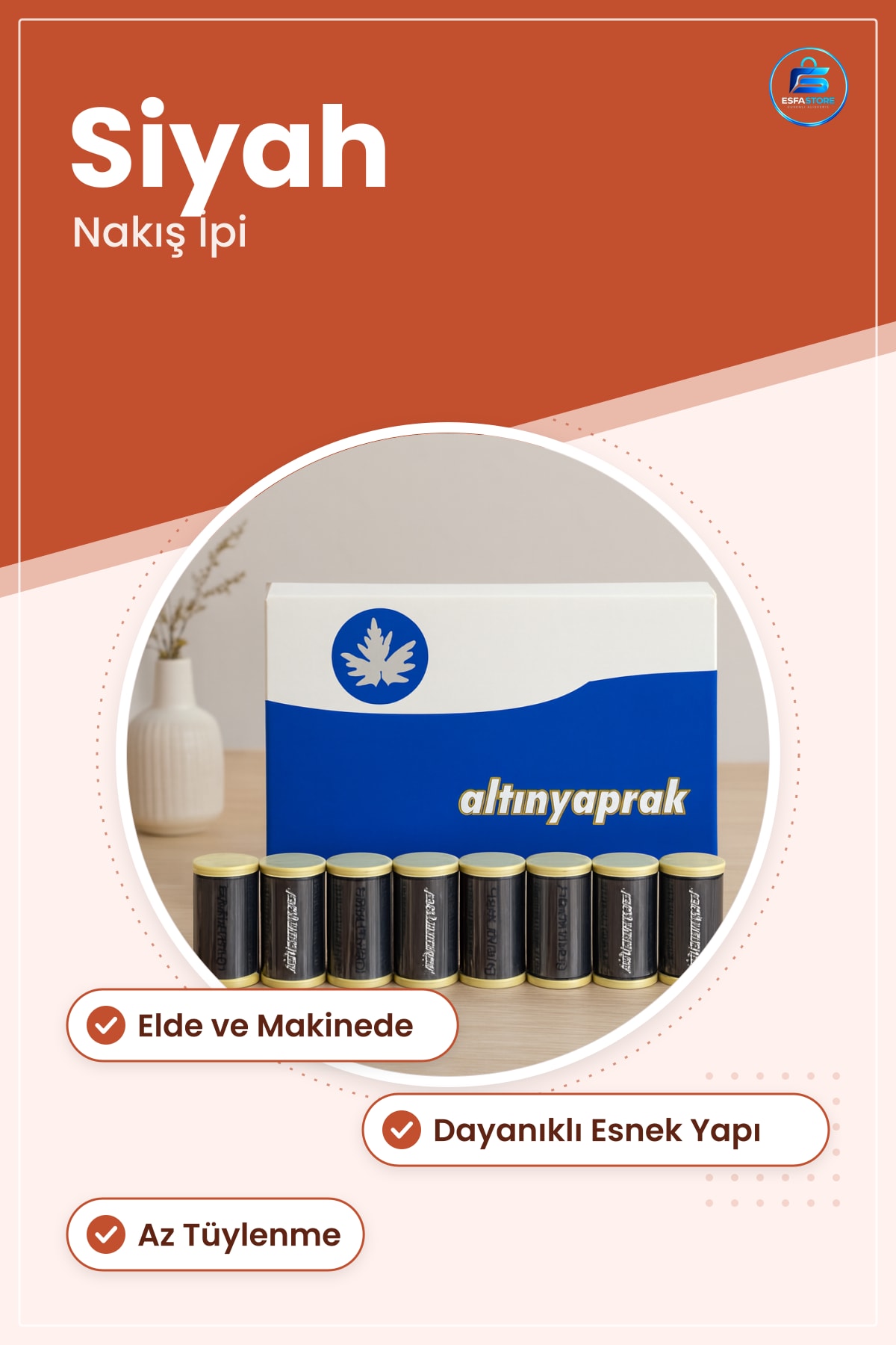 Siyah Nakış İpi Dikiş İpliği Dayanıklı Esnek Yapılı Elde ve Makinede Kullanılabilir