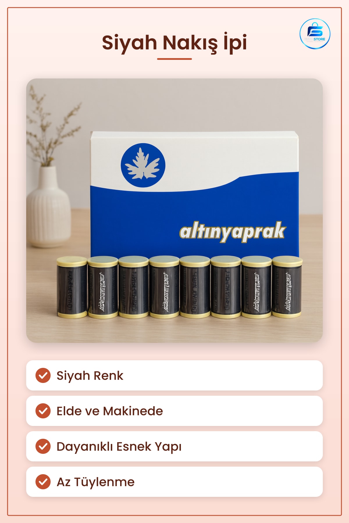 Siyah Nakış İpi Dikiş İpliği Dayanıklı Esnek Yapılı Elde ve Makinede Kullanılabilir