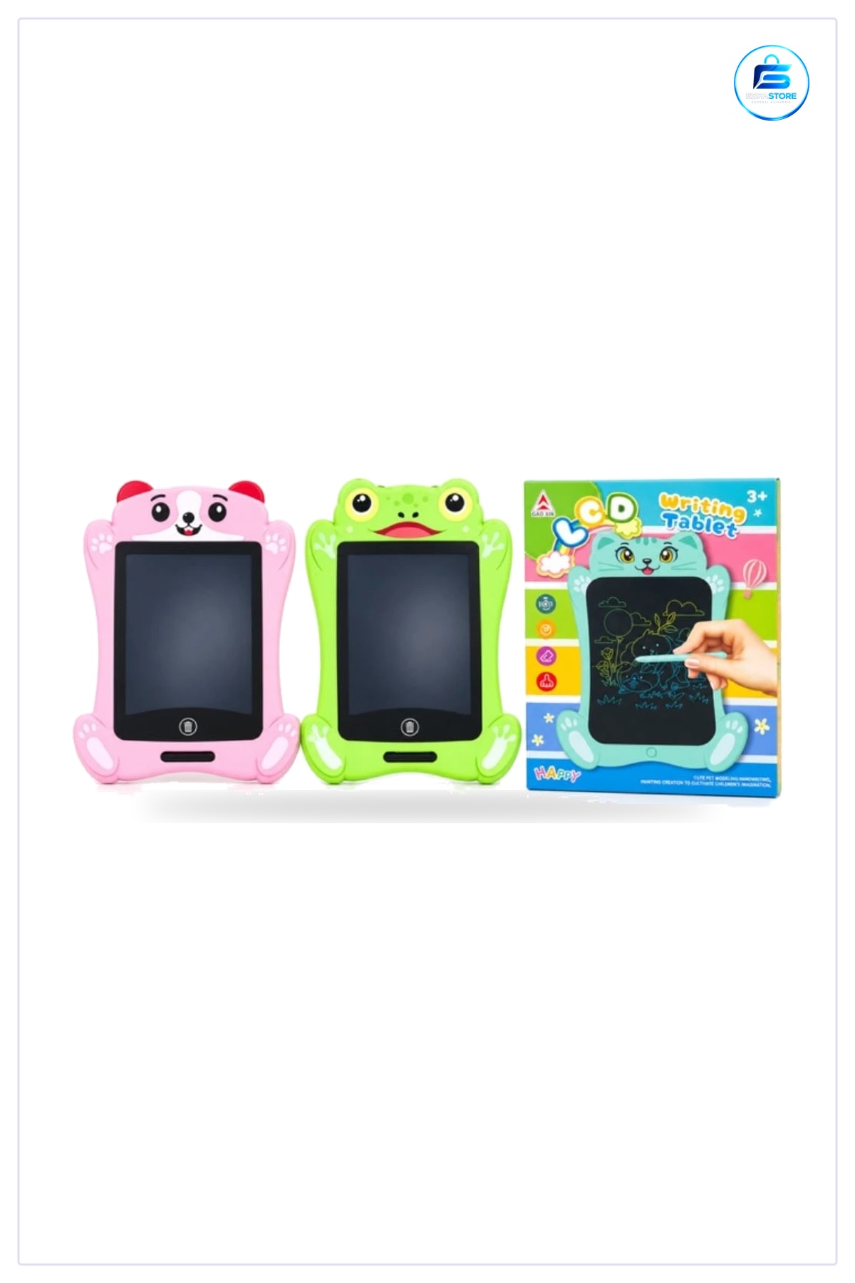 LCD Yazı Tahtası Çocuk Figürlü Dijital Çizim Tableti Pembe Yeşil Kedi Silinebilir Eğlence Öğrenme
