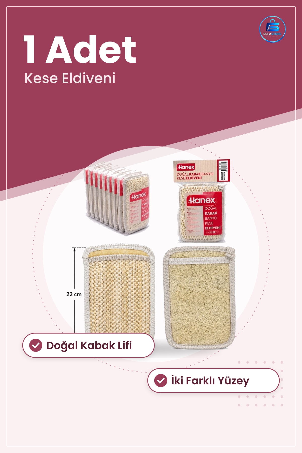 Doğal Kabak Banyo Lifi ve Süngeri Kese Eldiveni 1 Adet Duş Vücut Temizliğinde Günlük Kullanım
