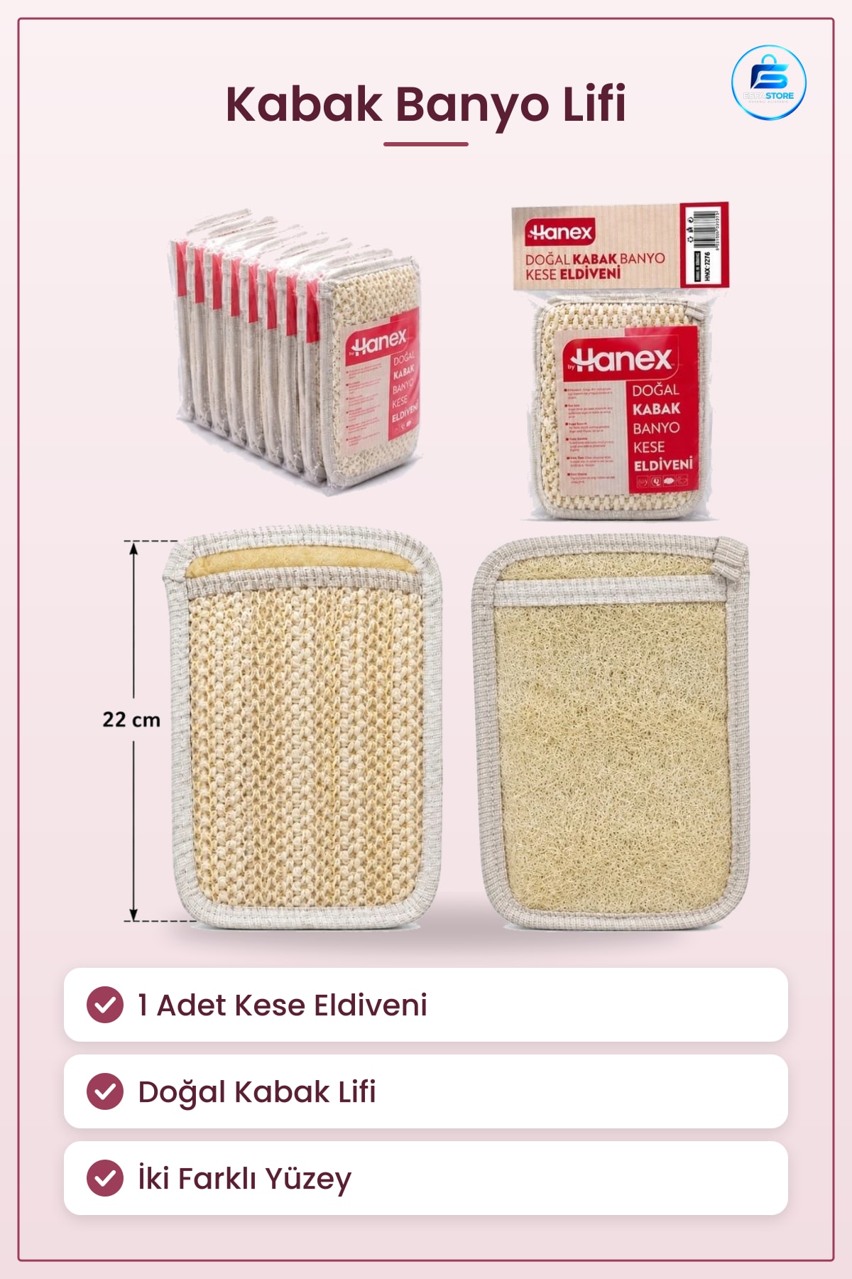 Doğal Kabak Banyo Lifi ve Süngeri Kese Eldiveni 1 Adet Duş Vücut Temizliğinde Günlük Kullanım