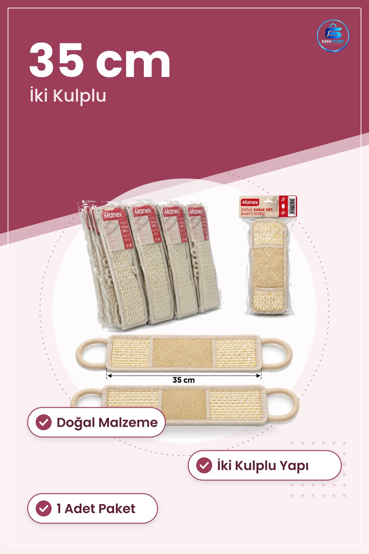 Kabak Lifi Sırt Banyo Kesesi Doğal Kese 1 Adet Duş Cilt Bakım Temizlik Aksesuarı