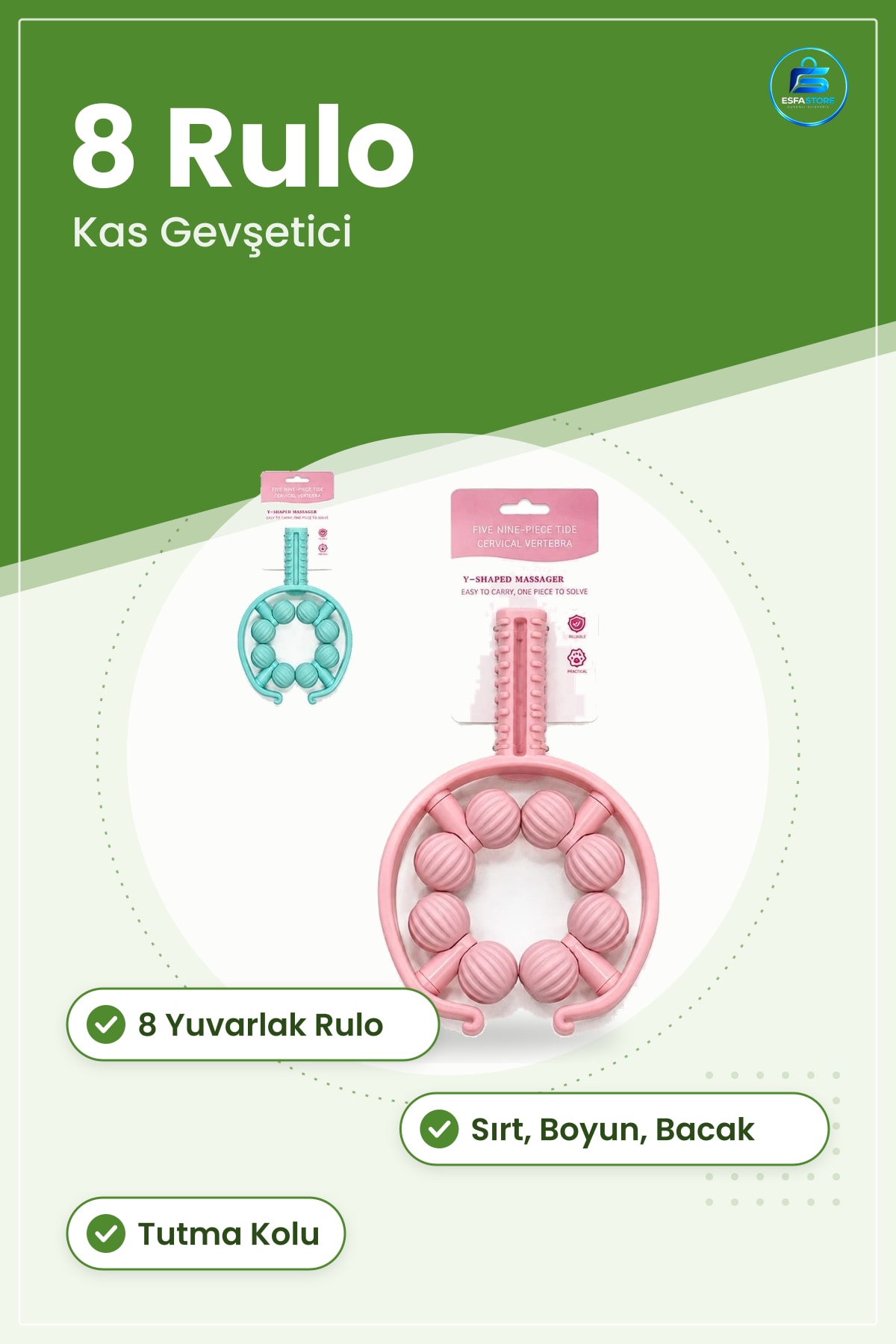 Rulolu Kas Gevşetici Masaj Cihazı Sırt Boyun Bacak Omuz Rahatlatıcı Ev Konforlu Kullanım