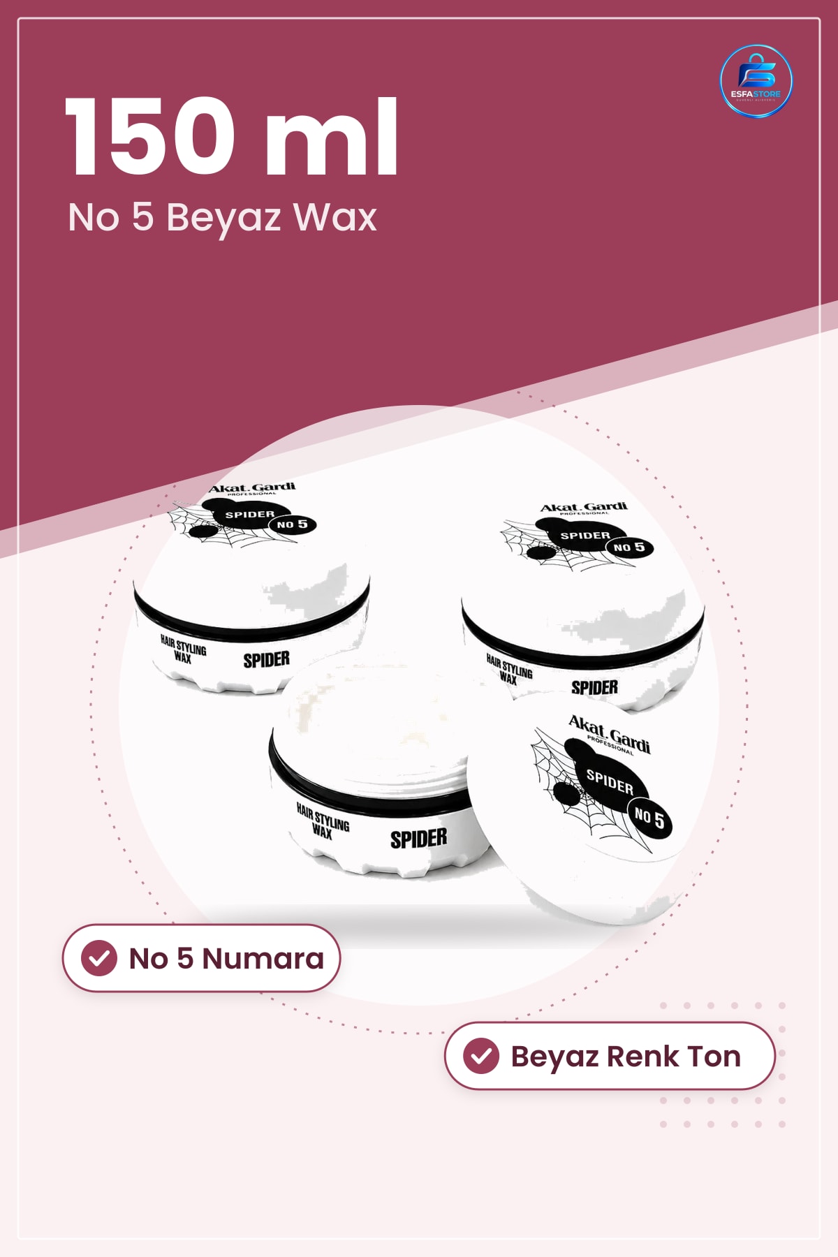 Spider Saç Wax No 5 Beyaz 150 ml Şekillendirici Krem Kozmetik Bakım Ürünü Günlük Kullanım