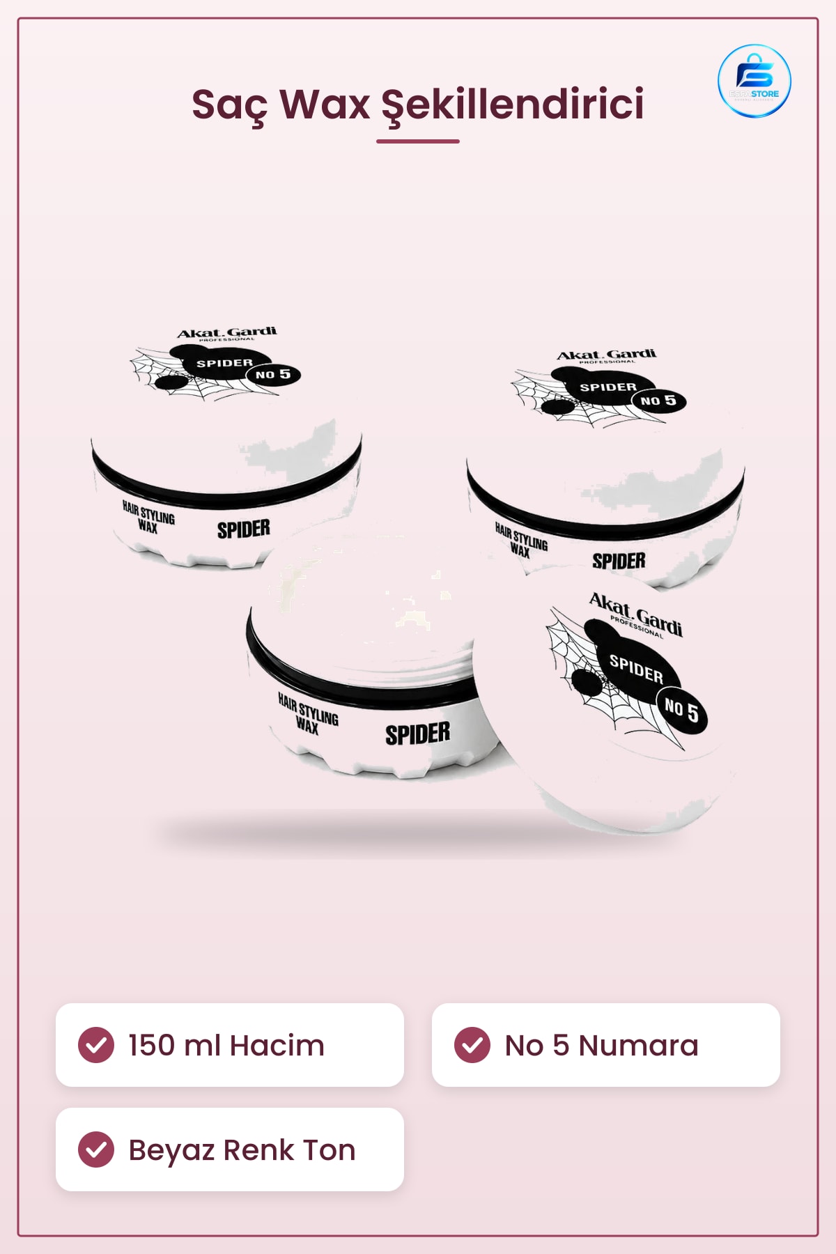 Spider Saç Wax No 5 Beyaz 150 ml Şekillendirici Krem Kozmetik Bakım Ürünü Günlük Kullanım