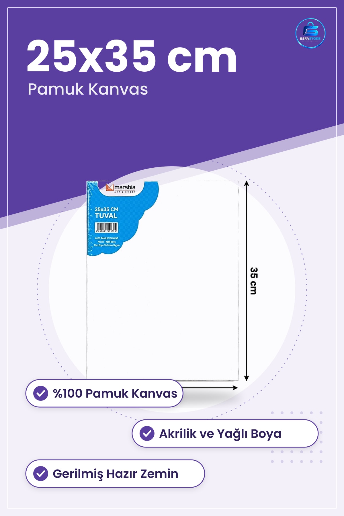 Tuval 25x35 cm Pamuk Kanvas Akrilik Yağlı Boya Resim Hobi Ressam Sanatsal Malzemesi