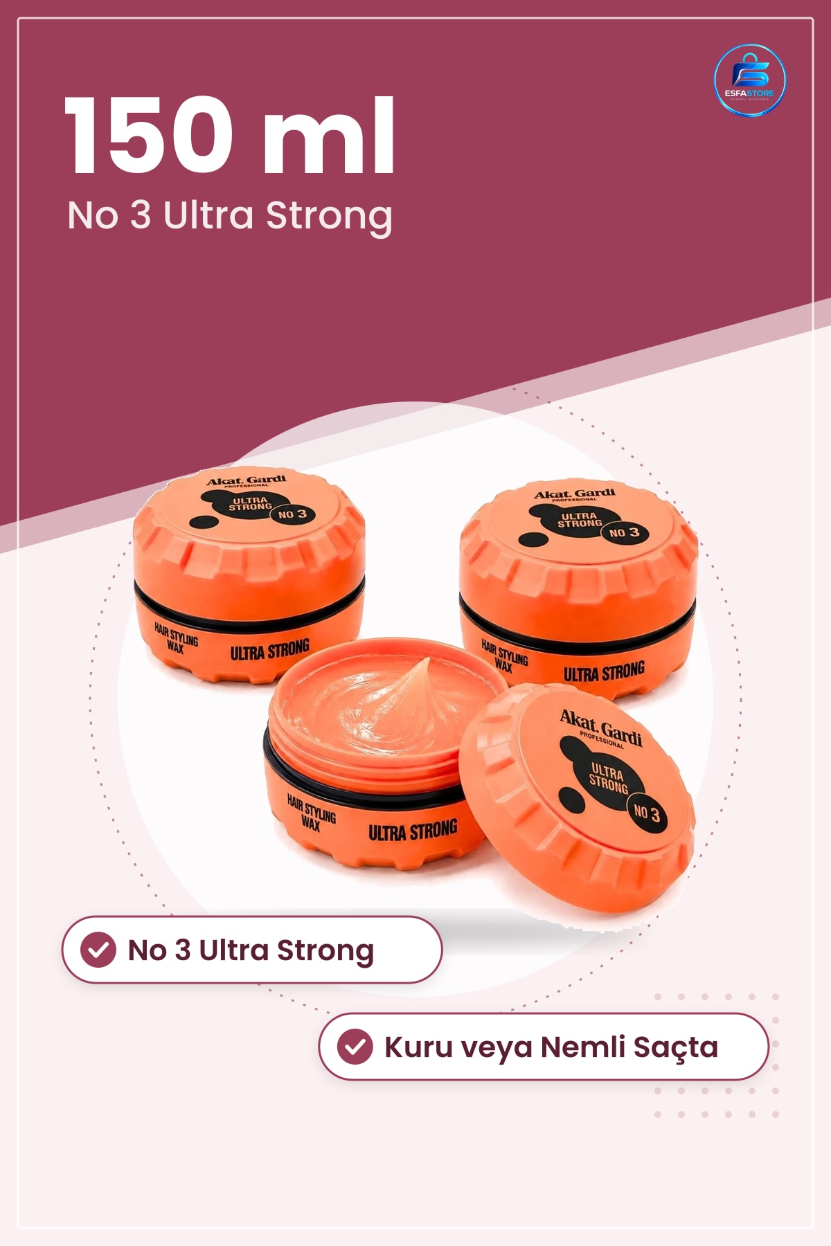Saç Wax Turuncu No 3 Ultra Strong 150 ml Şekillendirici Krem Kozmetik Bakım Ürünü Günlük Kullanım