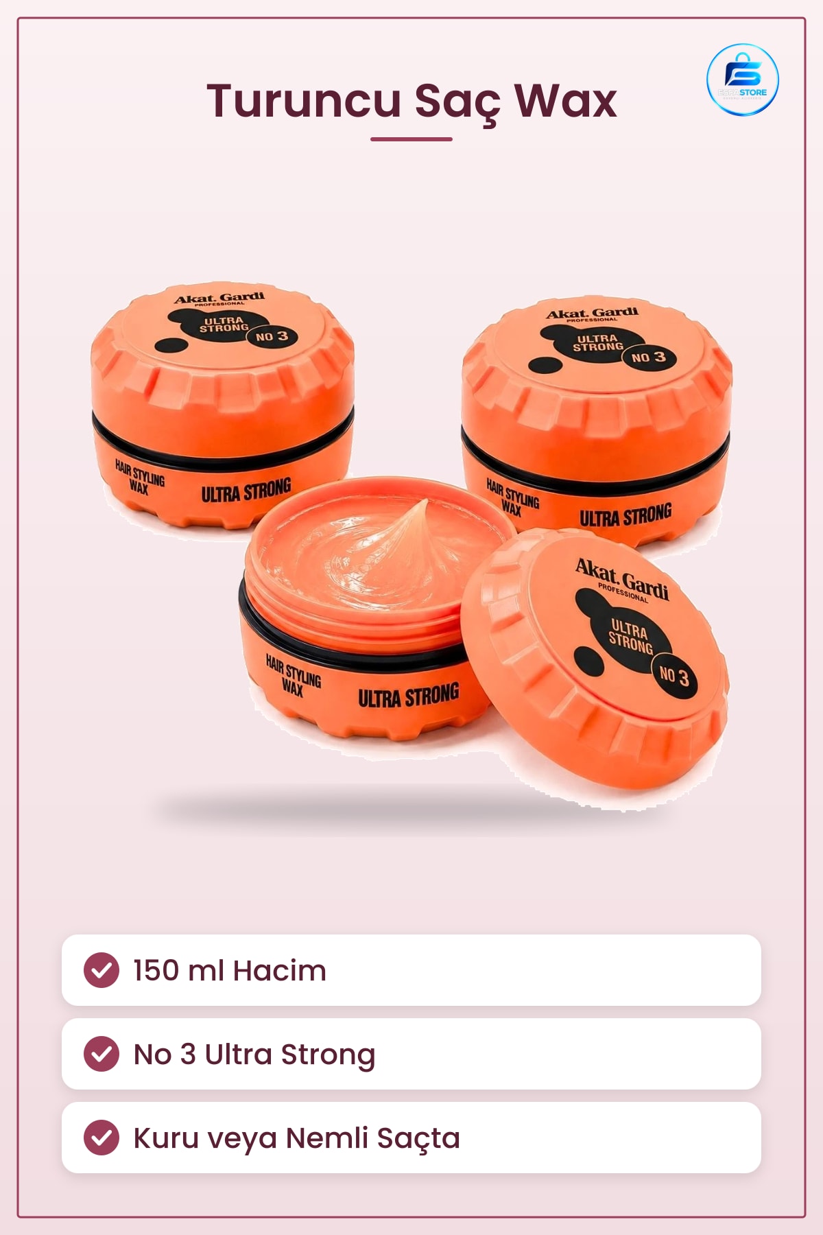 Saç Wax Turuncu No 3 Ultra Strong 150 ml Şekillendirici Krem Kozmetik Bakım Ürünü Günlük Kullanım