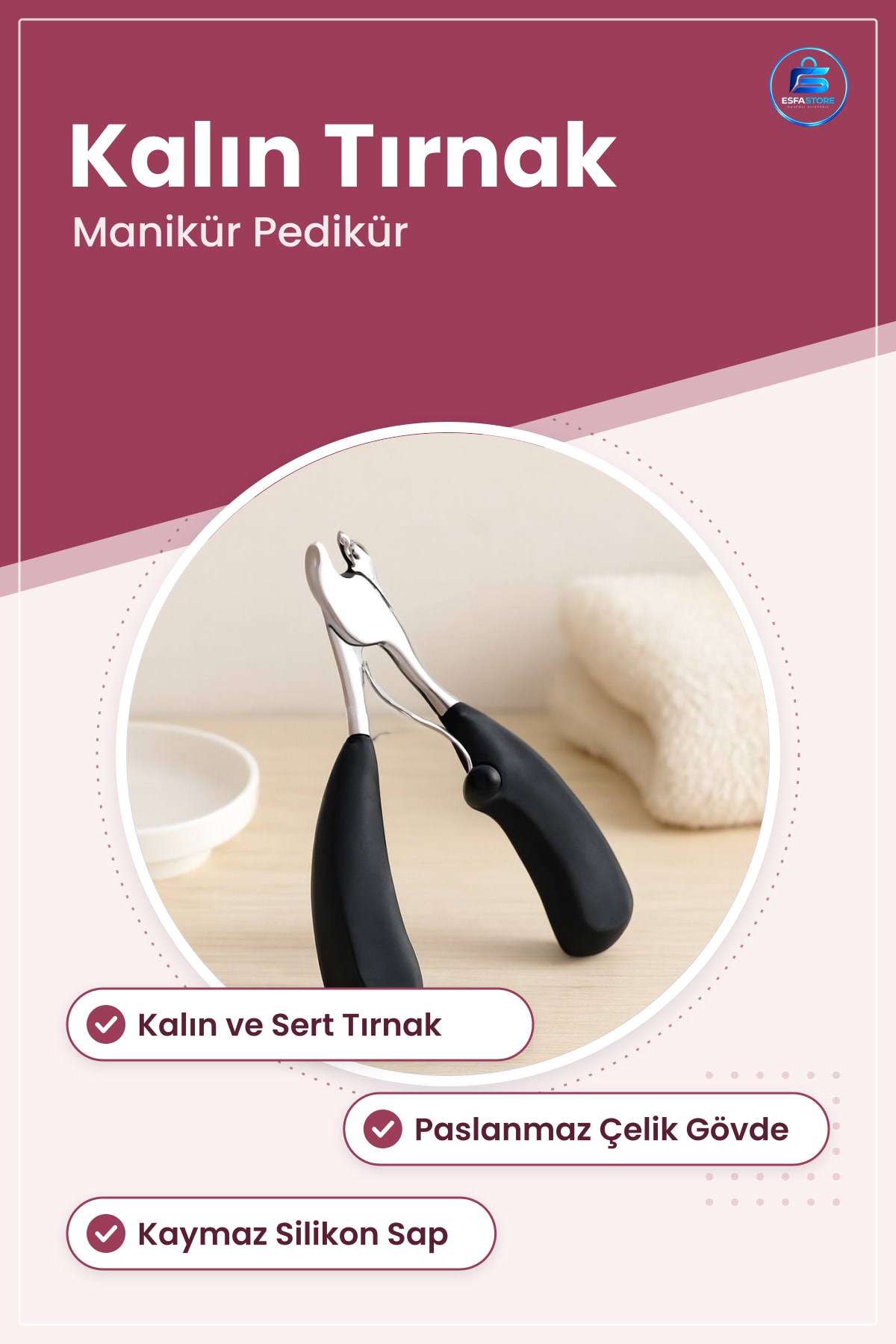 Kalın Tırnak Pense Paslanmaz Çelik Silikon Saplı Manikür Pedikür Makası Ayak El Bakım