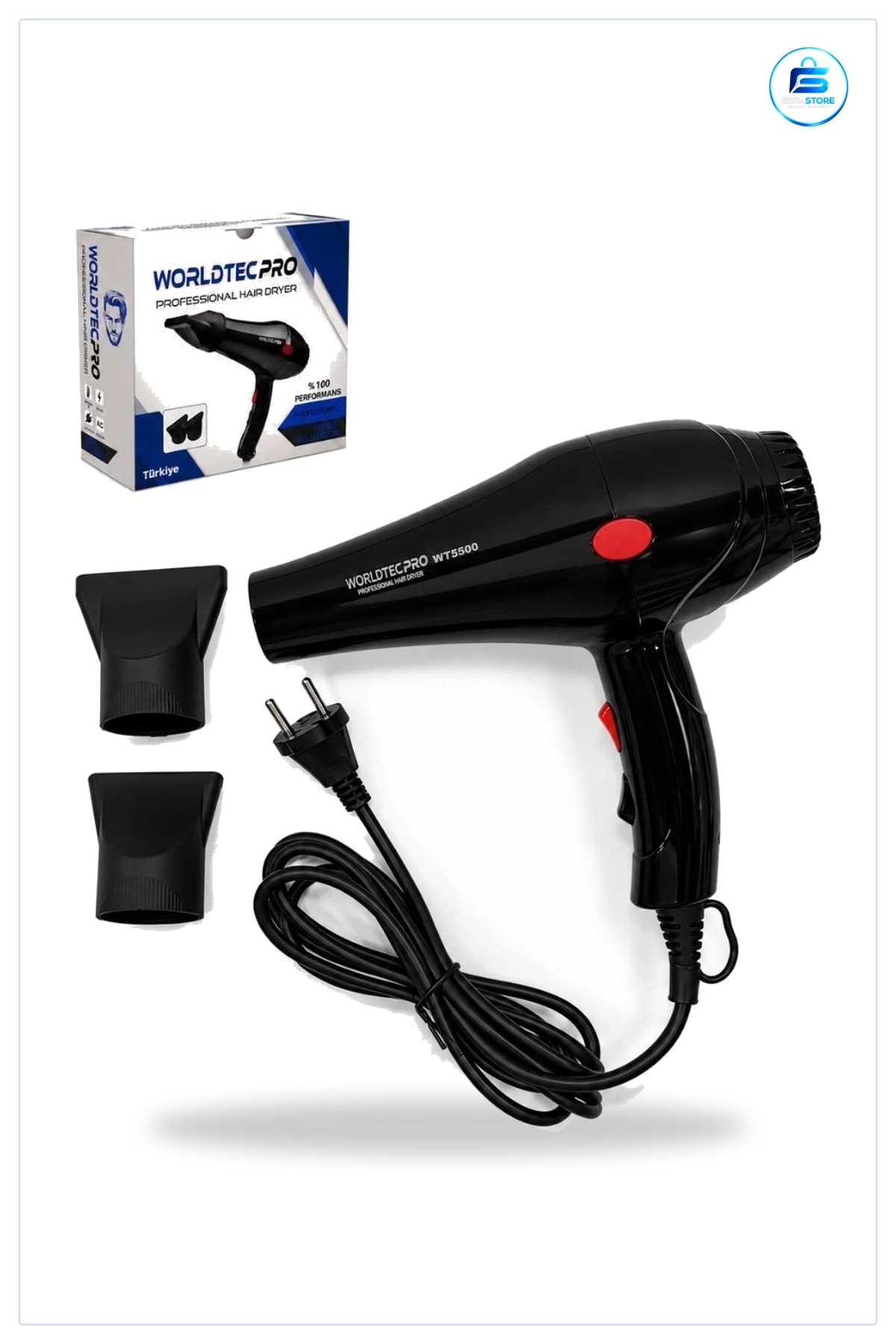 Pro Fön Saç Kurutma Makinesi WT5500 Profesyonel İki Hava Başlıklı Kullanıma Uygun