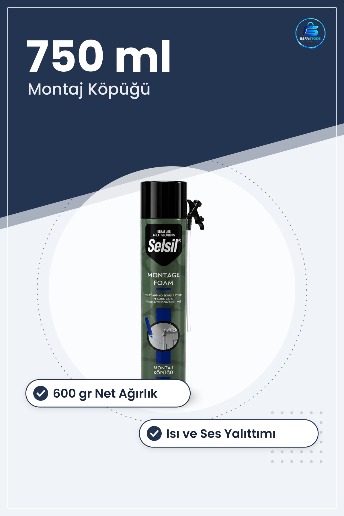 İnşaat Montaj Köpüğü 750 ml 600 gr Boşluk Doldurma Isı Ses Yalıtımı Kapı Pencere Tamirat
