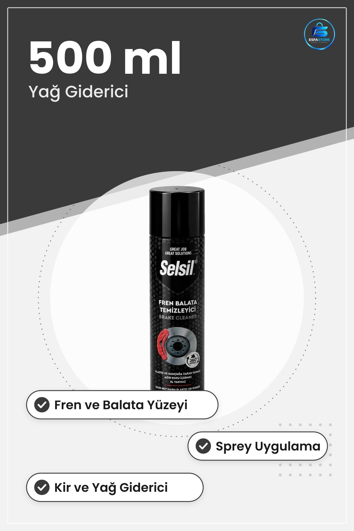 Fren Balata Temizleme Spreyi 500 ml Araç Bakım Oto Temizleyici Sprey Yağ Giderici