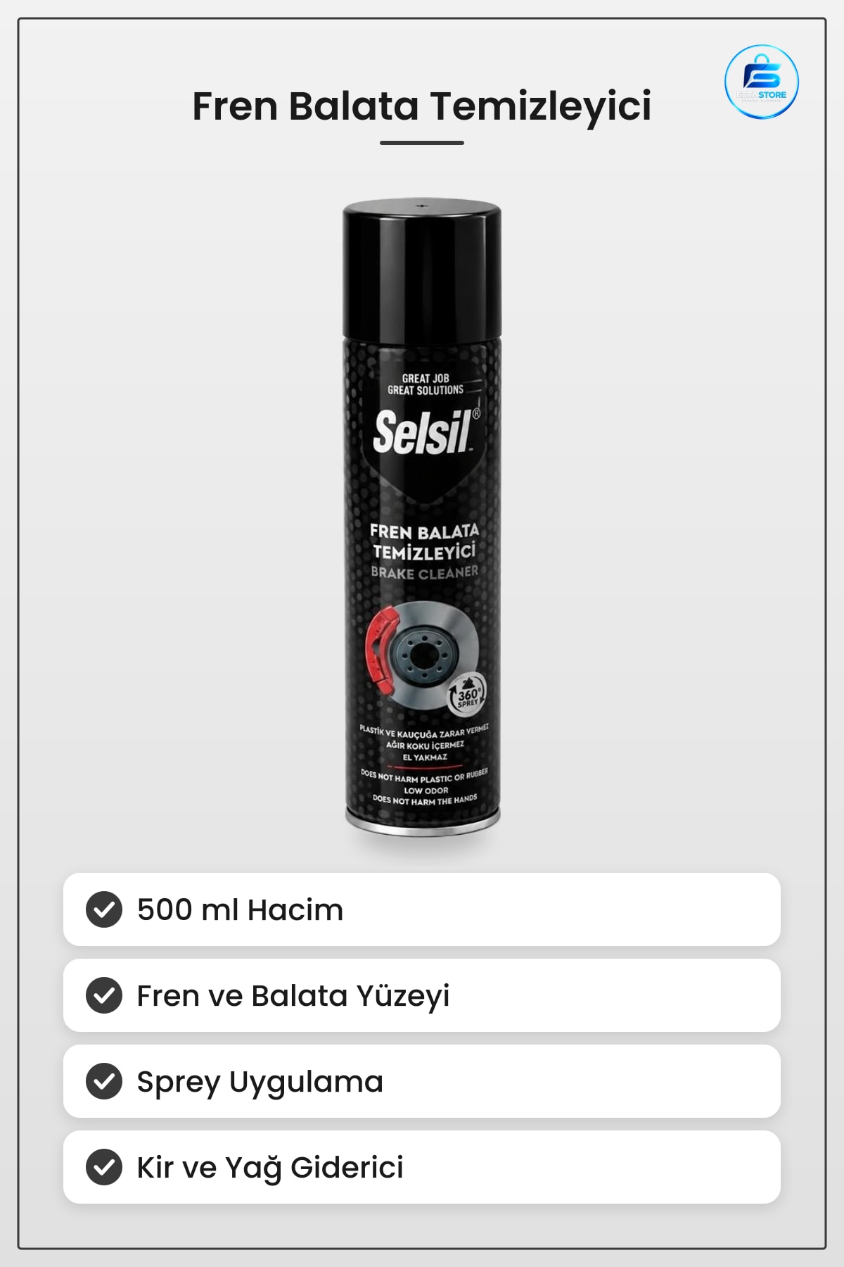 Fren Balata Temizleme Spreyi 500 ml Araç Bakım Oto Temizleyici Sprey Yağ Giderici