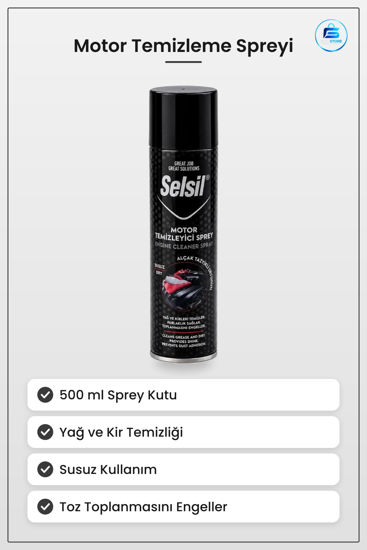 Motor Temizleme Spreyi 500 ml Oto Yüzey Temizleyici Yağ Kir Sökücü Susuz Parlaklık Sprey Kutu Bakım