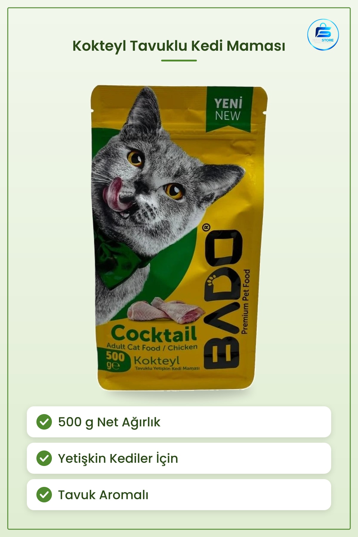 Kedi Kuru Maması Kokteyl Tavuklu Yetişkin Mama 500 g Pet Shop Besin Ürünü Kediler İçin
