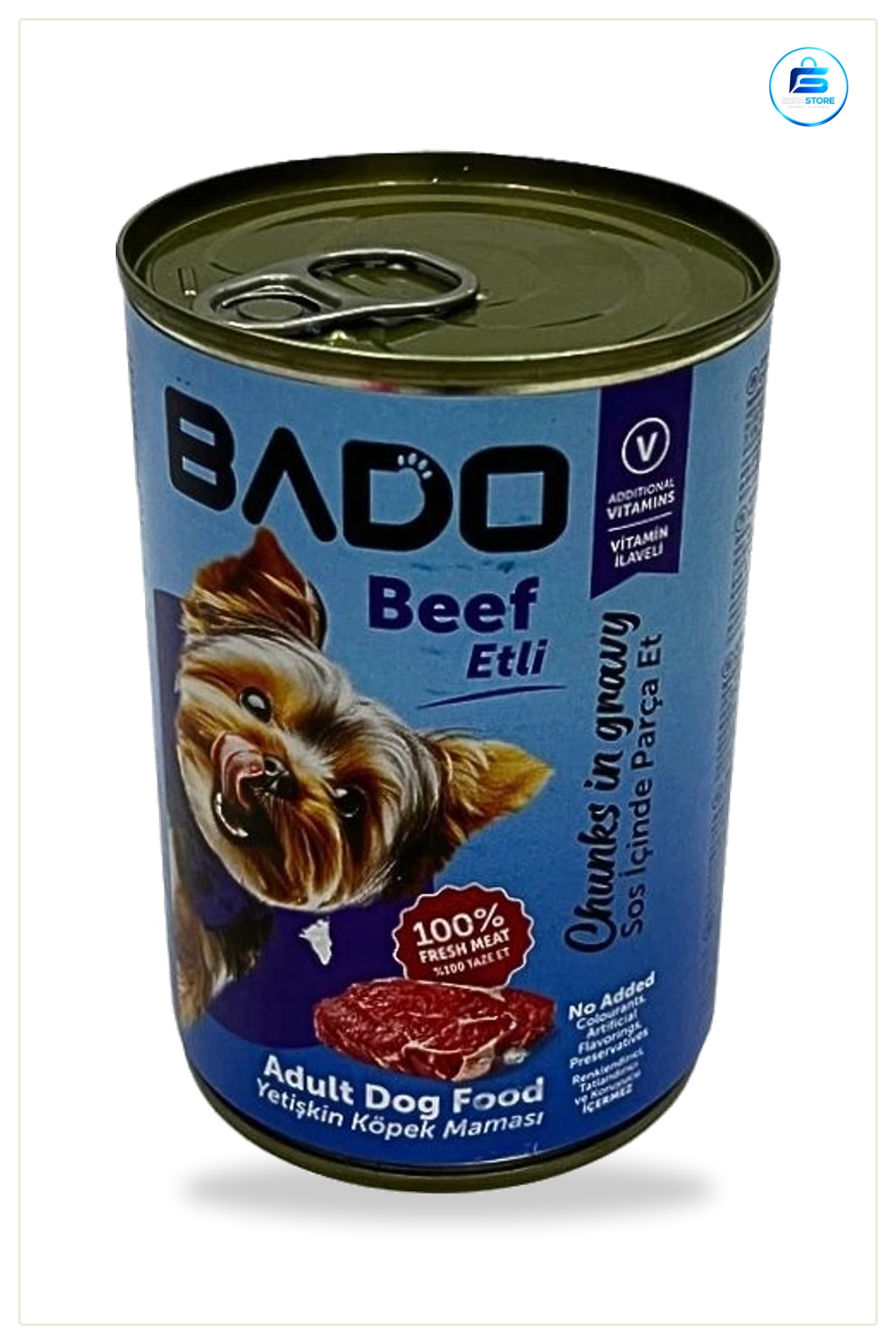 Köpek Konserve Maması Yetişkin Etli Yaş Mama 400 gr Sos İçinde Parça Et Vitaminli