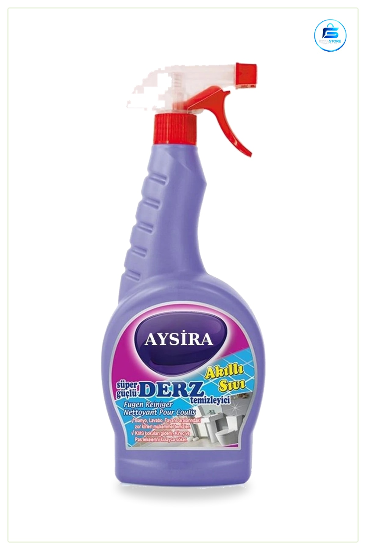 Derz Temizleyici 750 ml Sprey Fayans Arası Kireç Sökücü ve Yağ Çözücü Banyo Temizlik Sıvısı